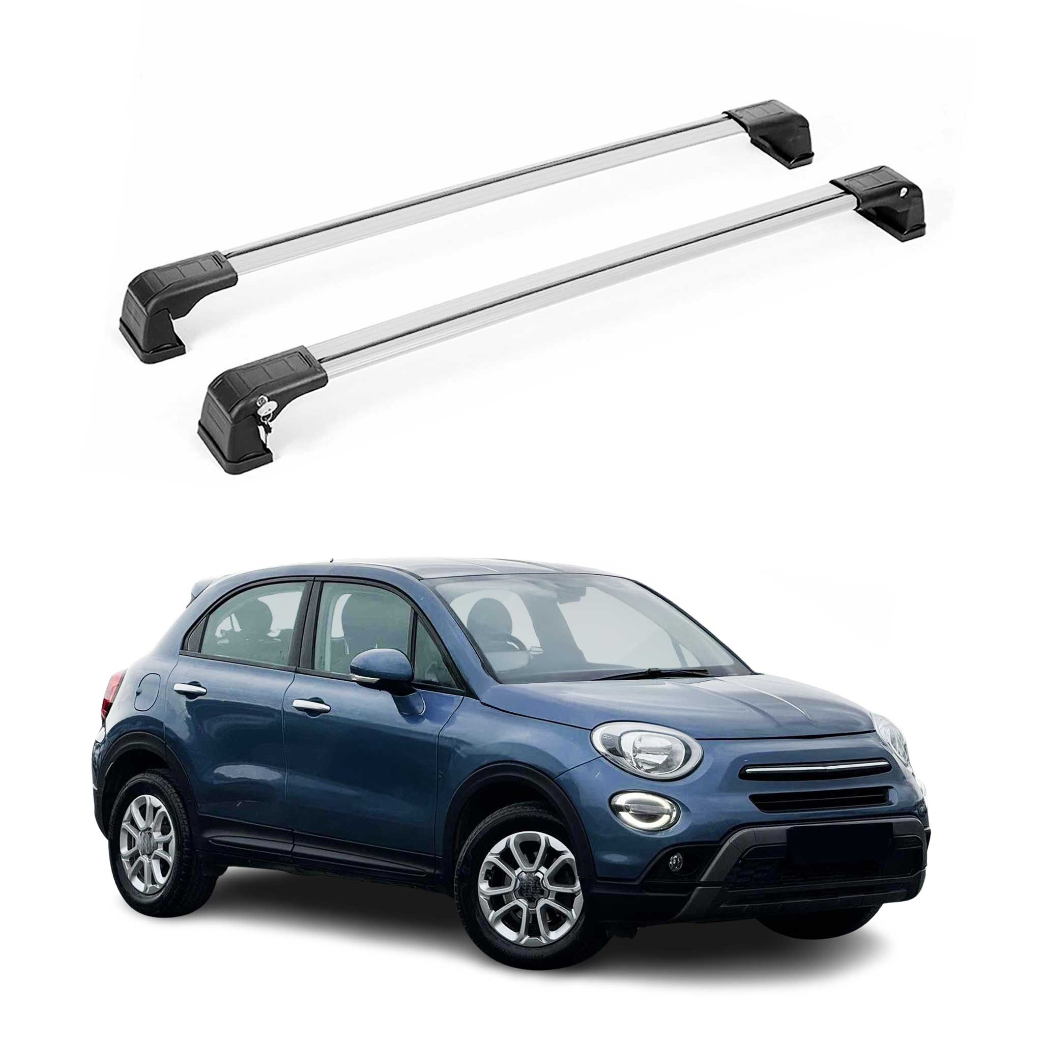 2016-2023 Fiat 500X Roof Rack Cross Bars Silver