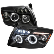 2007-2012 Dodge Caliber Dual Halo Projector Headlights Matte Black/Clear Lens