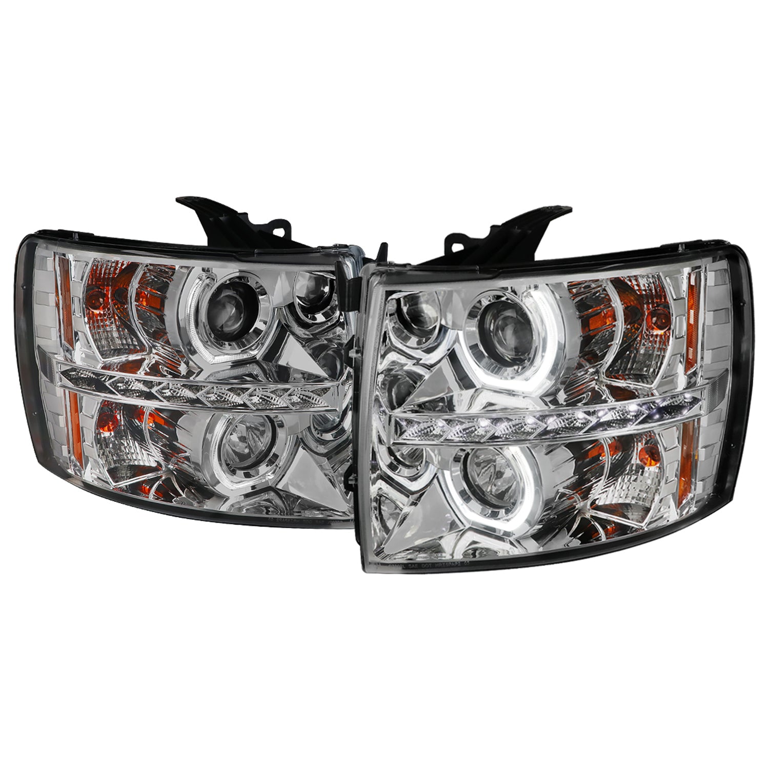 2007-2013 Chevy Silverado 1500 2500HD 3500HD Headlights LED Light Chrome