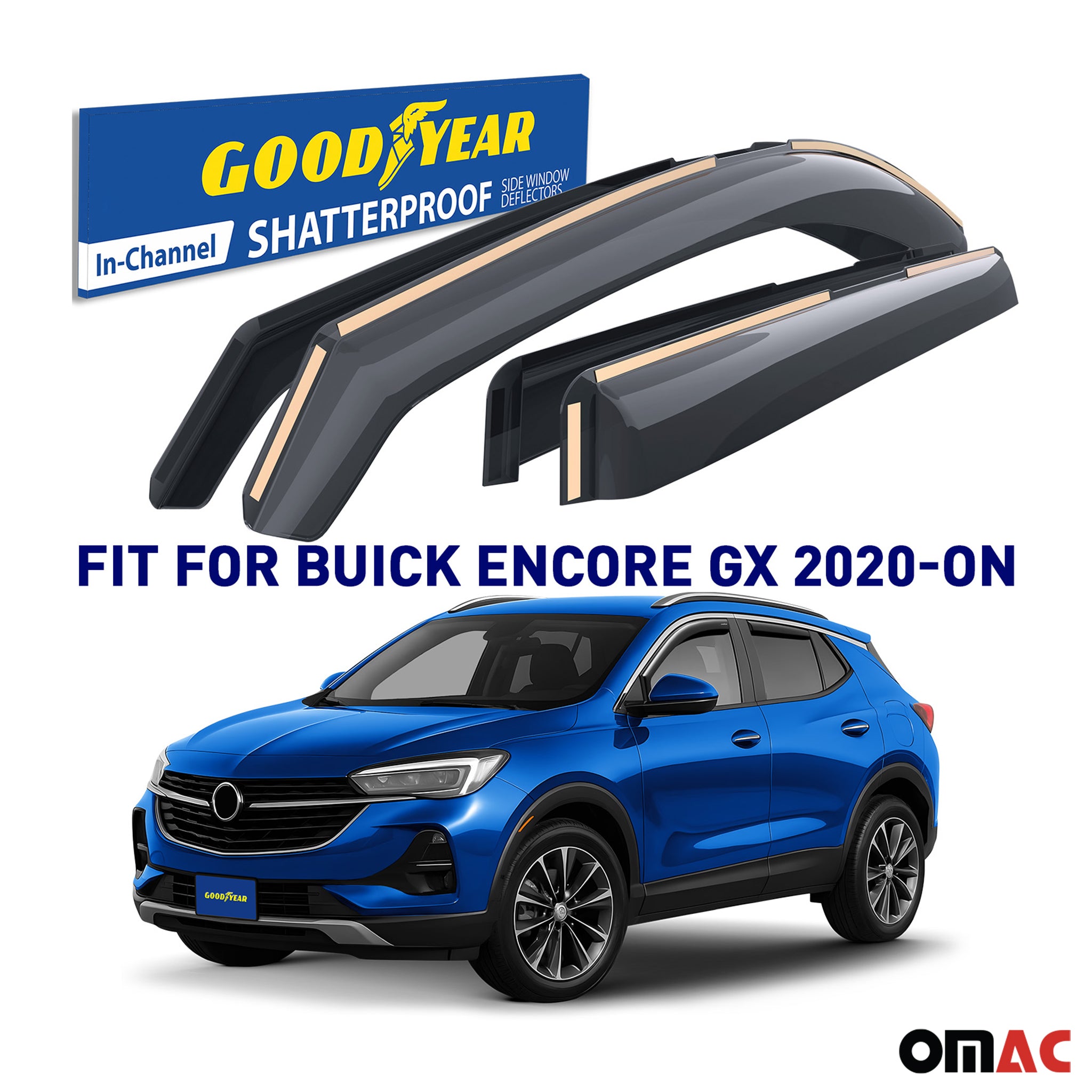 Goodyear Wind Deflectors for Buick Encore GX 2020-2025 In-channel Smoke 4 pcs