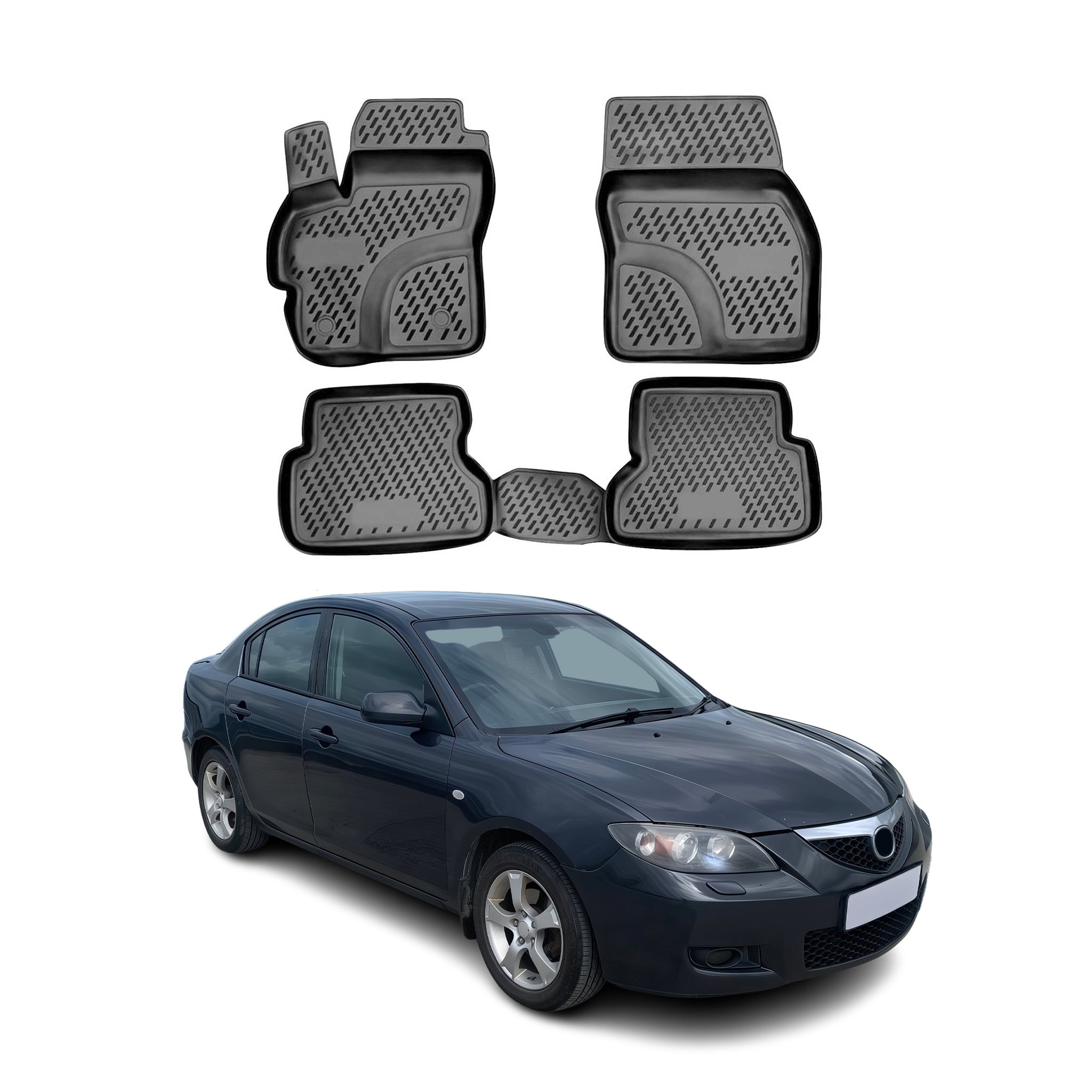 2004-2009 Mazda 3 Floor Mats Liners Full Set All Weather Black