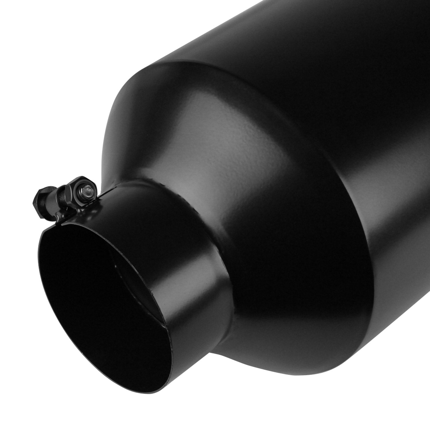 Universal 4" Inlet/8" Outlet Black Stainless Steel Bolt-On Angled Exhaust Tip