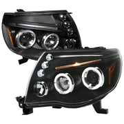 2005-2011 Toyota Tacoma Dual Halo Projector Headlights Matte Black/Clear Lens