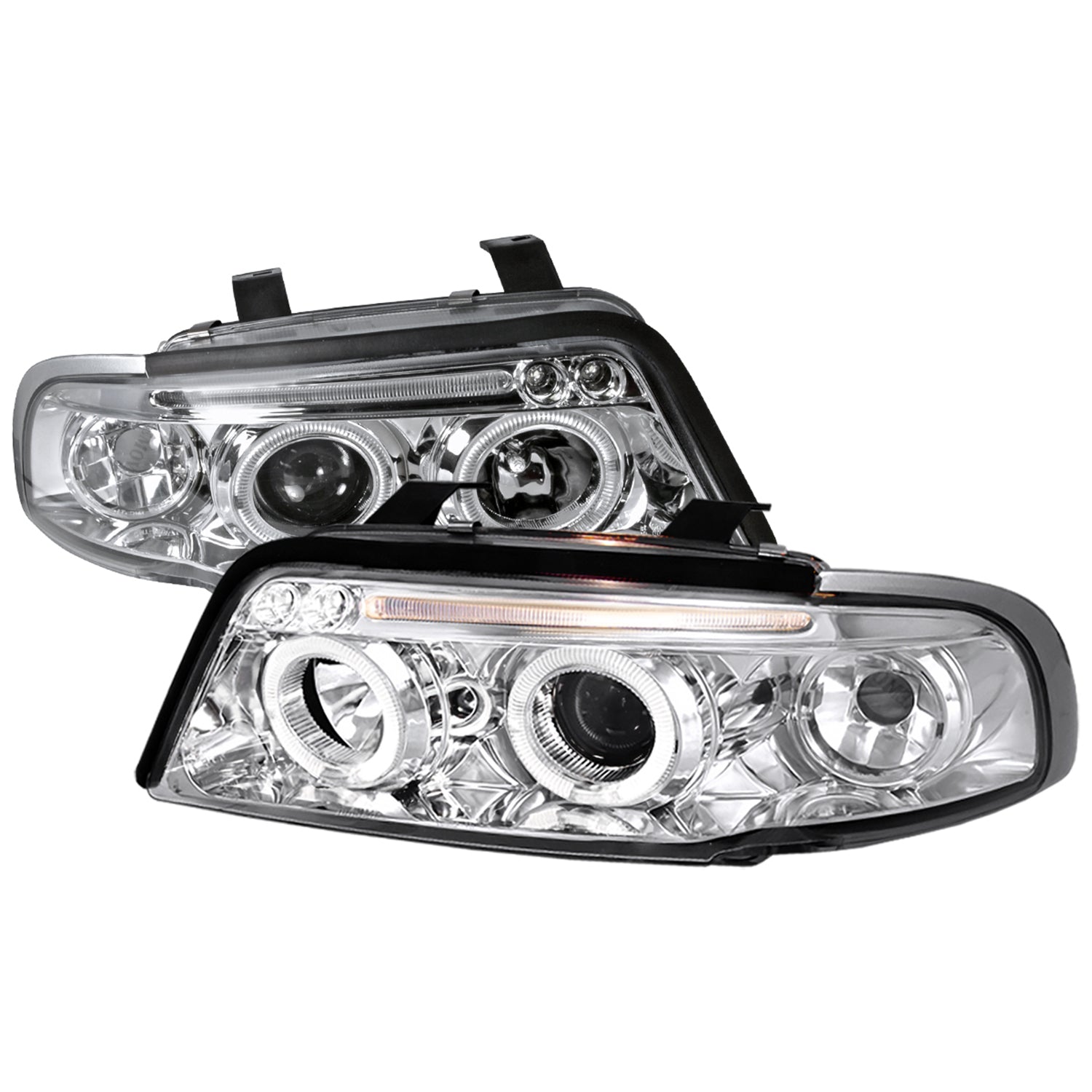 1996-1999 Audi A4 Dual Halo Projector Headlights Chrome Housing/Clear Lens