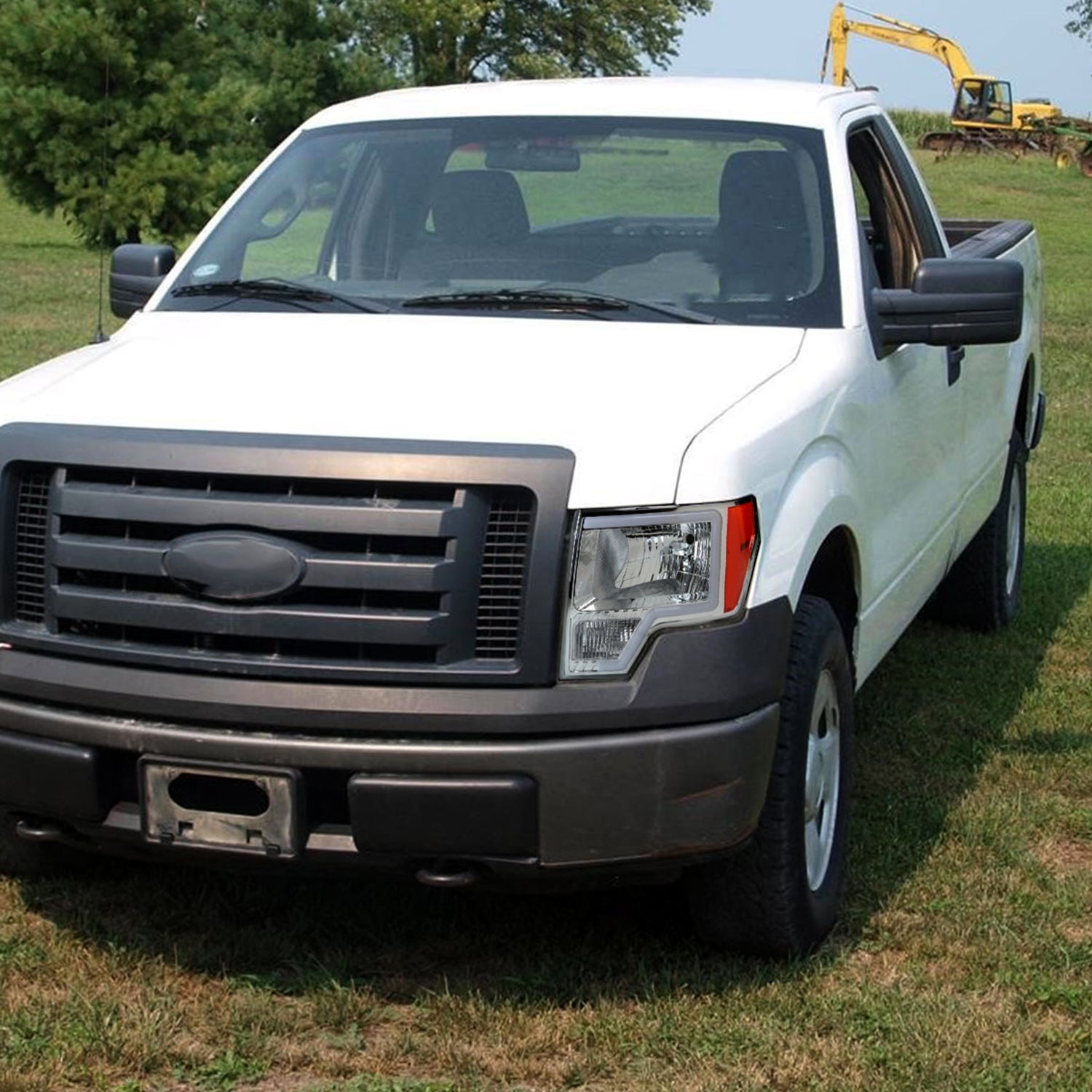 2009-2014 Ford F-150 LED Bar Factory Headlights Amber Reflectors Chrome
