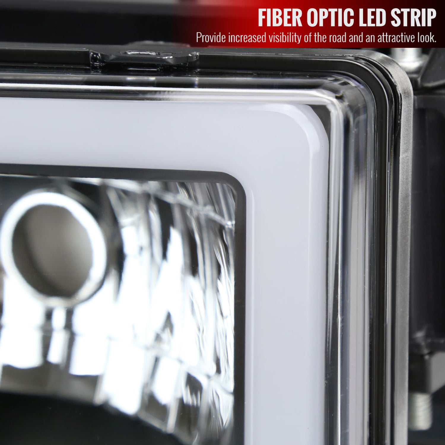 1988-1998 Chevy/GMC C10 C/K LED Strip Factory Headlights Matt Black/Clear