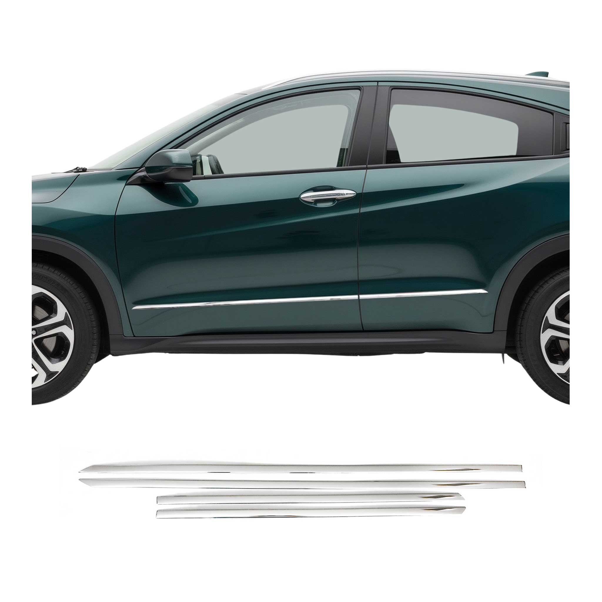 2016-2022 Honda HR-V Side Door Molding Trim Skirt Garnish Stainless Steel Silver 4 Pcs
