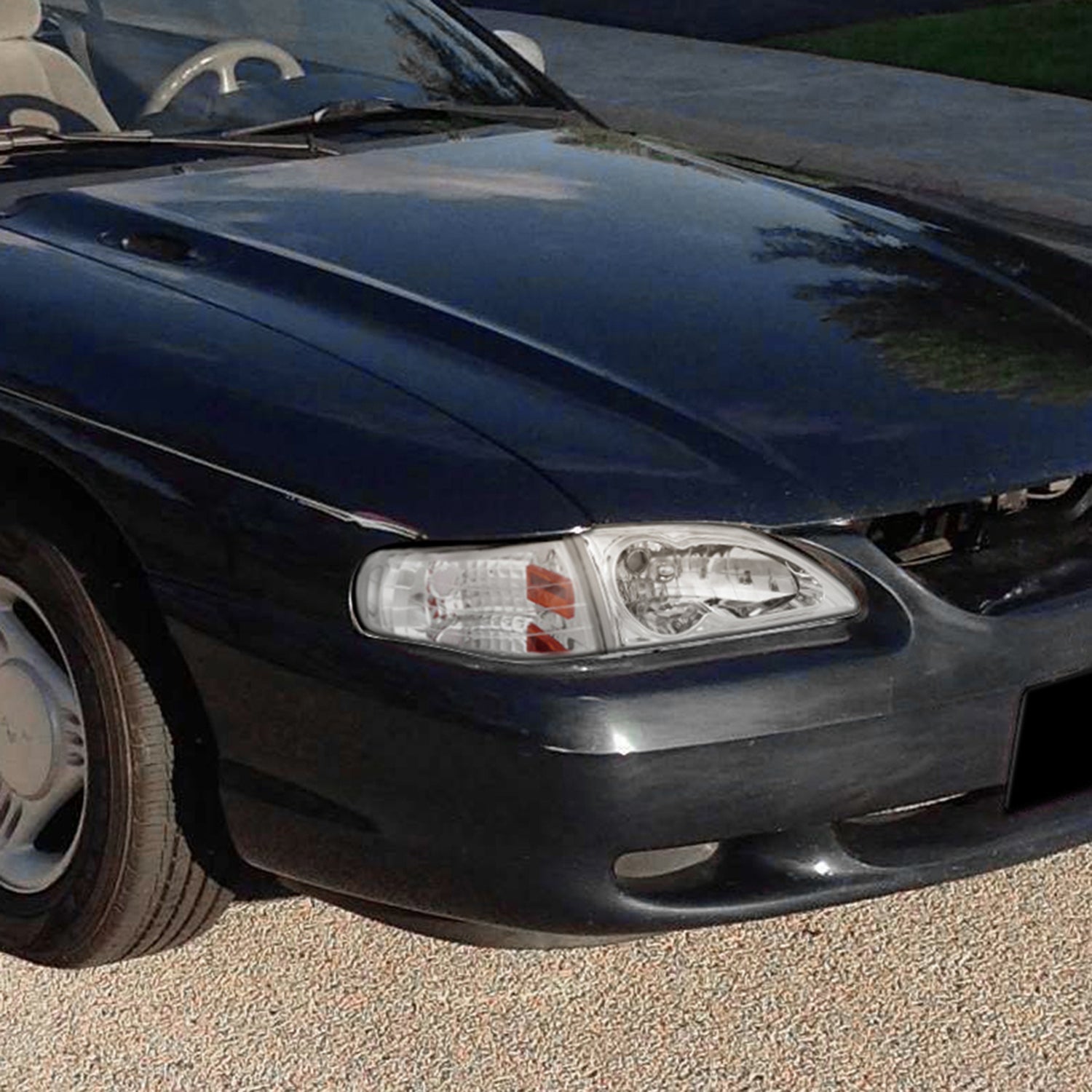 1994-1998 Ford Mustang Corner Parking Turn Signal Lights Chrome/Clear Lens