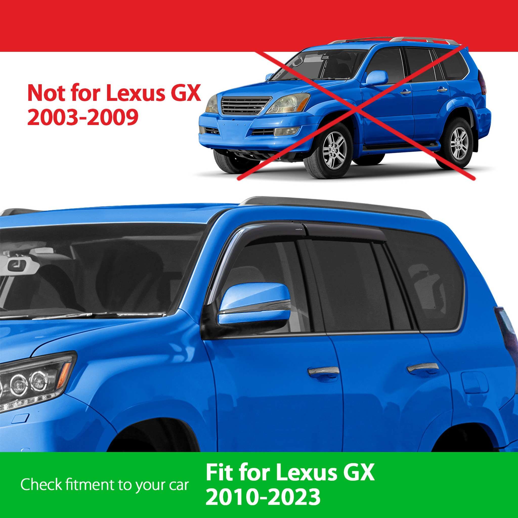 Goodyear Wind Deflectors for Lexus GX 460 2010-2023 Tape-On Premium Smoke 4Pcs