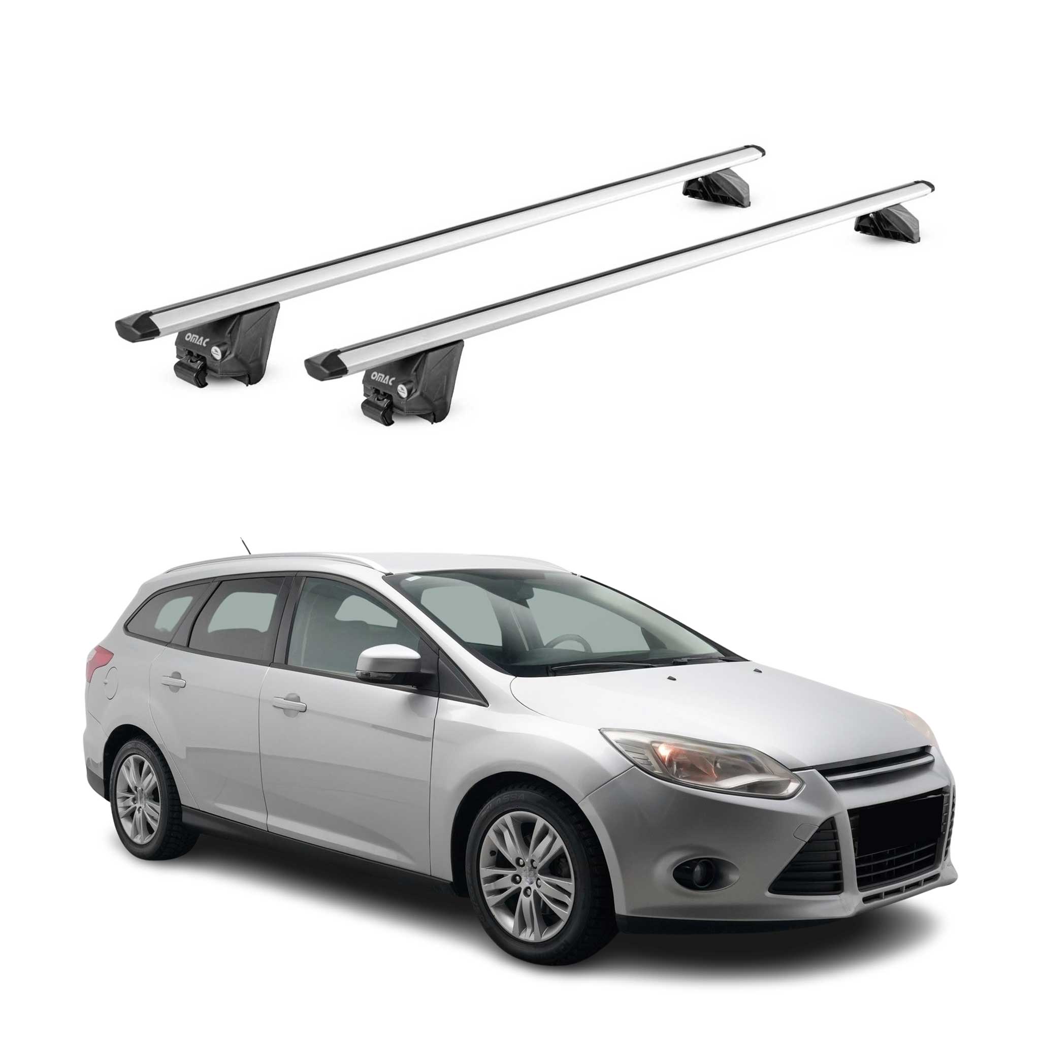 2012-2018 Ford Focus Wagon Roof Rack Cross Bars Silver