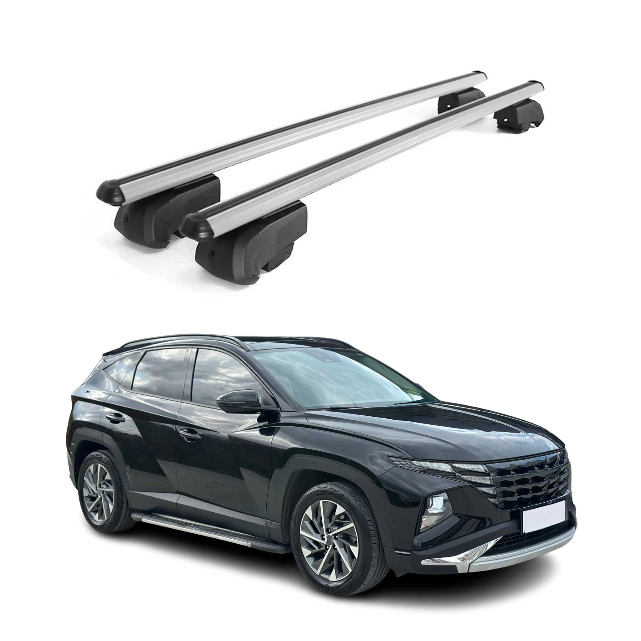 Roof Racks Cross Bars Luggage Carrier for Hyundai Tucson 2022-2026 Alu Gray 2x