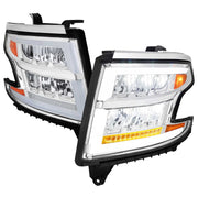 For Chevrolet Tahoe 2015-2020 Full LED DRL Sequential Headlights Chrome Housing Clear Lens