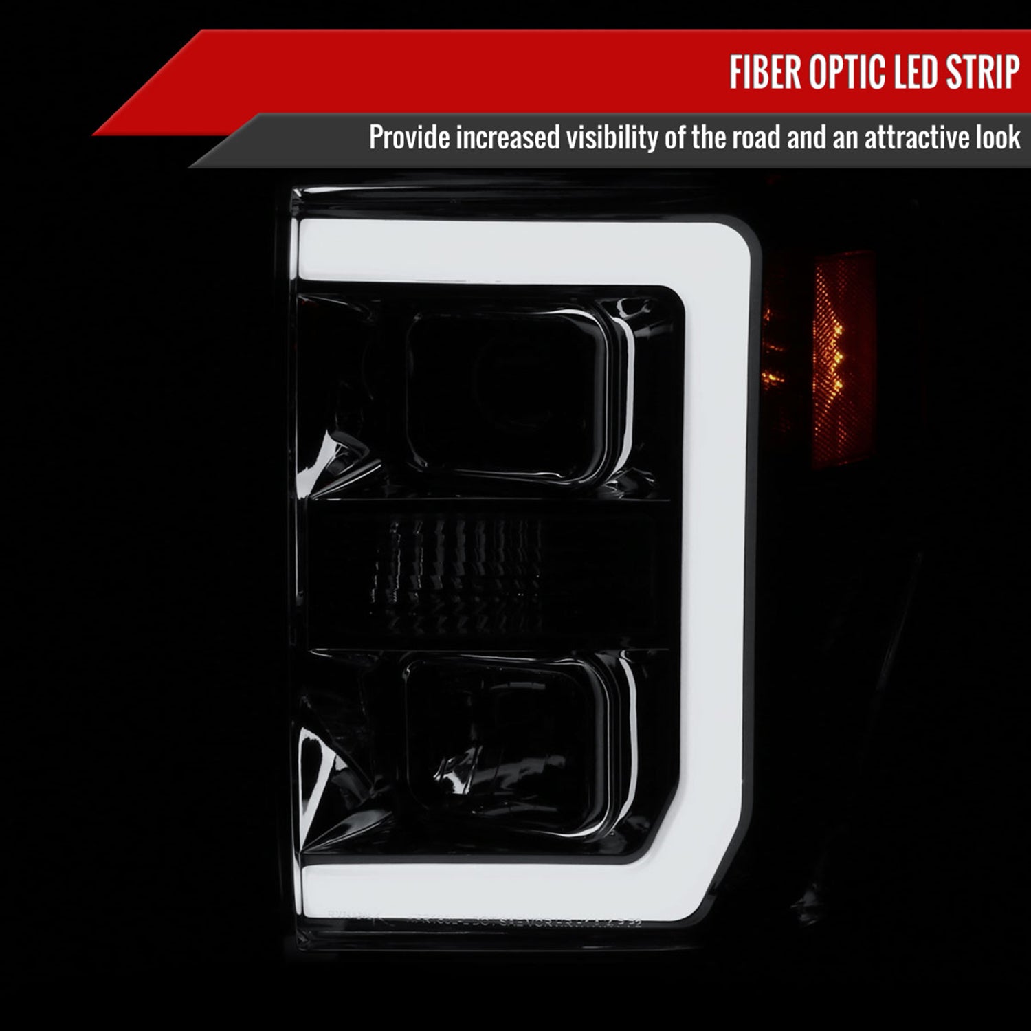 2008-2010 Ford F-250 F-350 F-450 LED C-Bar Projector Headlight Chrome/Smoke