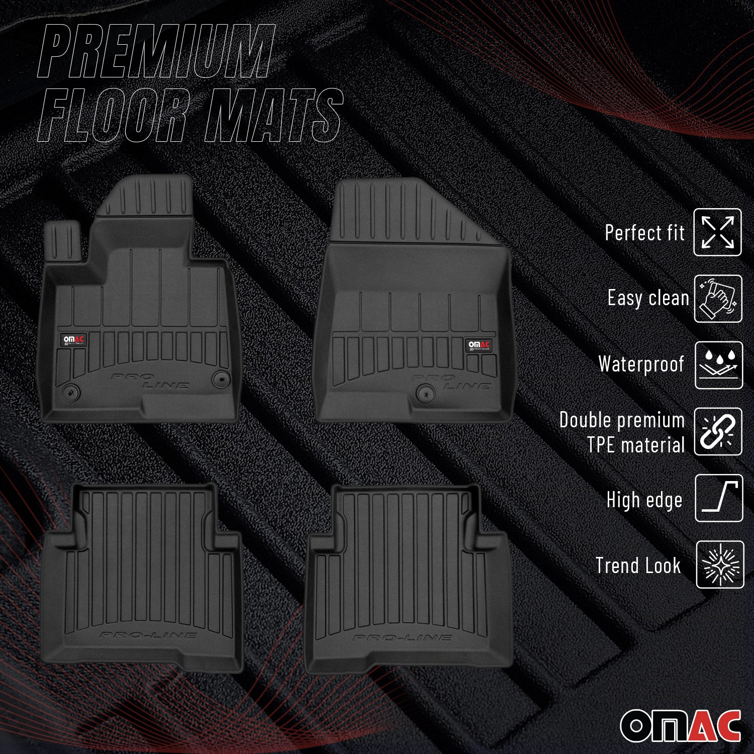 2013-2018 Hyundai Santa Fe Premium Floor Mats Liners Full Set All Weather Heavy Duty