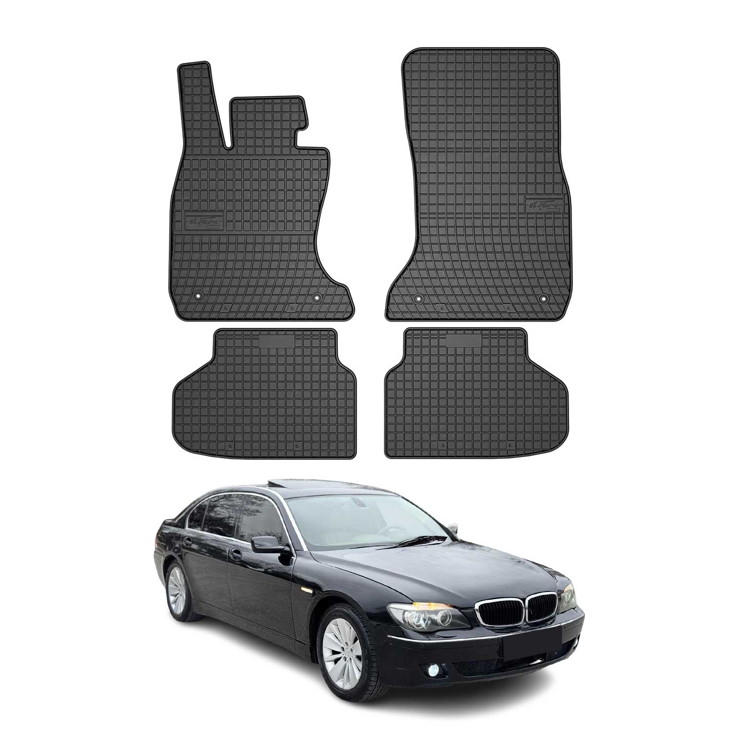 2009-2015 BMW 7 Series F01 Short Sedan Floor Mats Liners Full Set All Weather Rubber Black