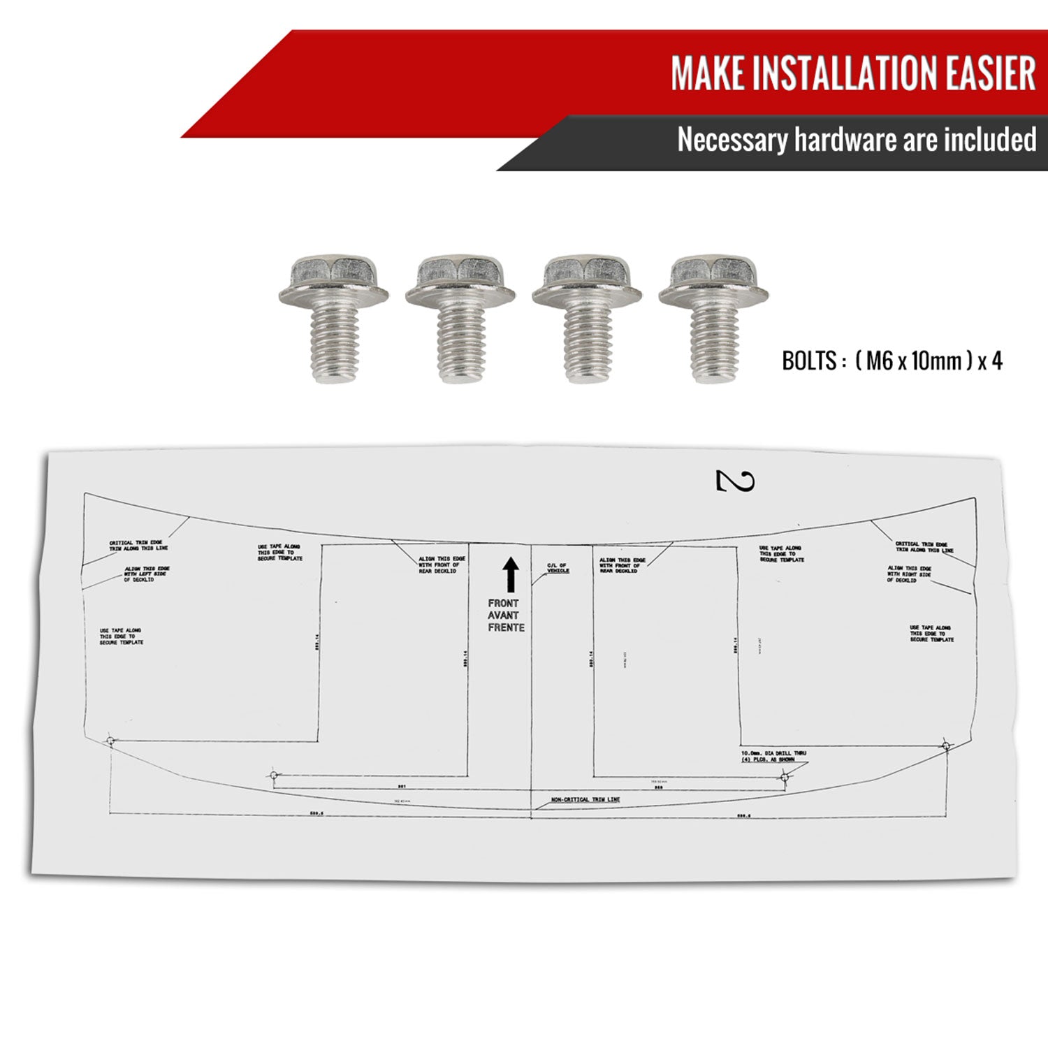 2010-2014 Ford Mustang Matte Black ABS Factory GT500 Style Rear Spoiler