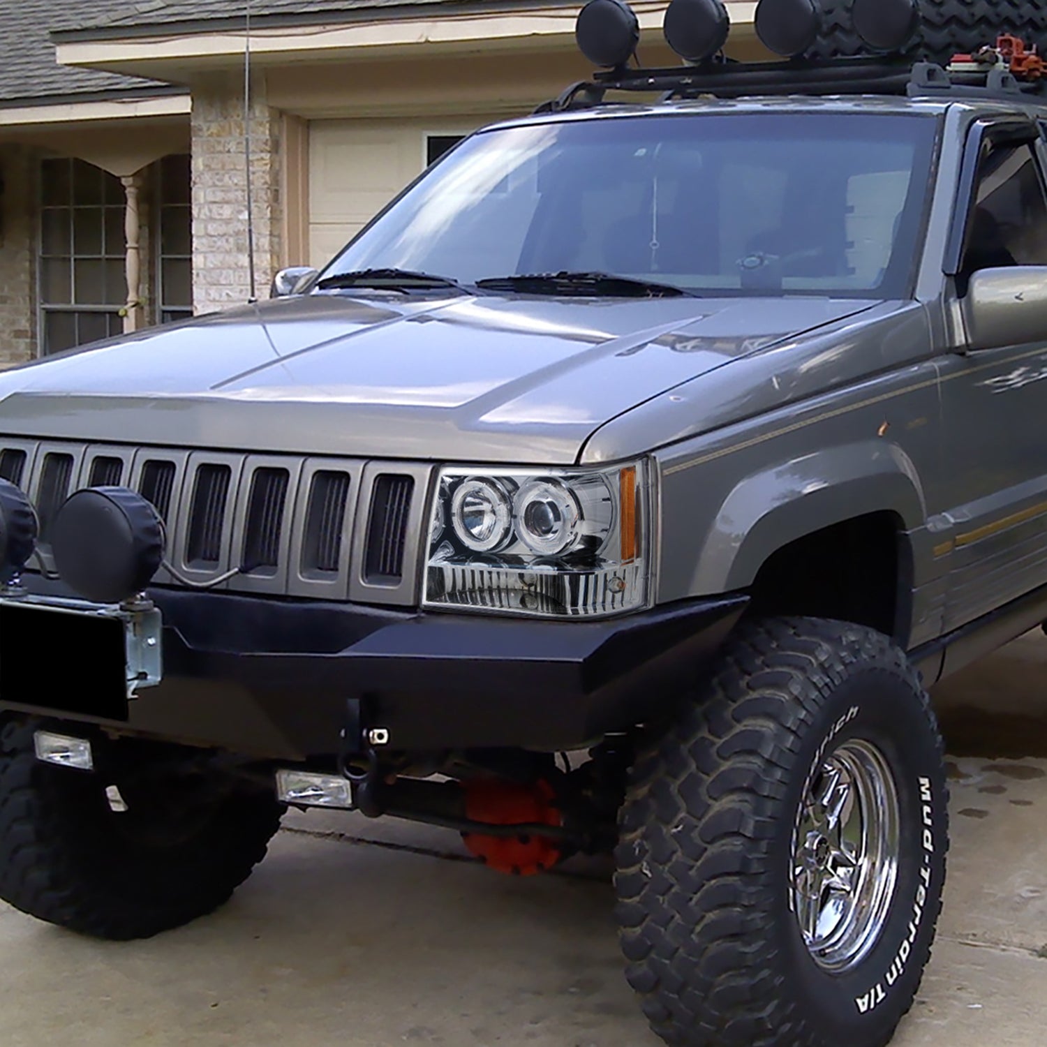 1993-1996 Jeep Grand Cherokee Dual Halo Projector Headlights Chrome/Clear Lens