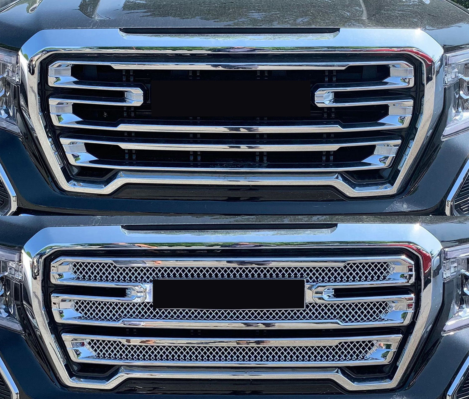 2019-2021 GMC Sierra 1500 Grille Overlay Chrome 2Pcs ABS Plastic