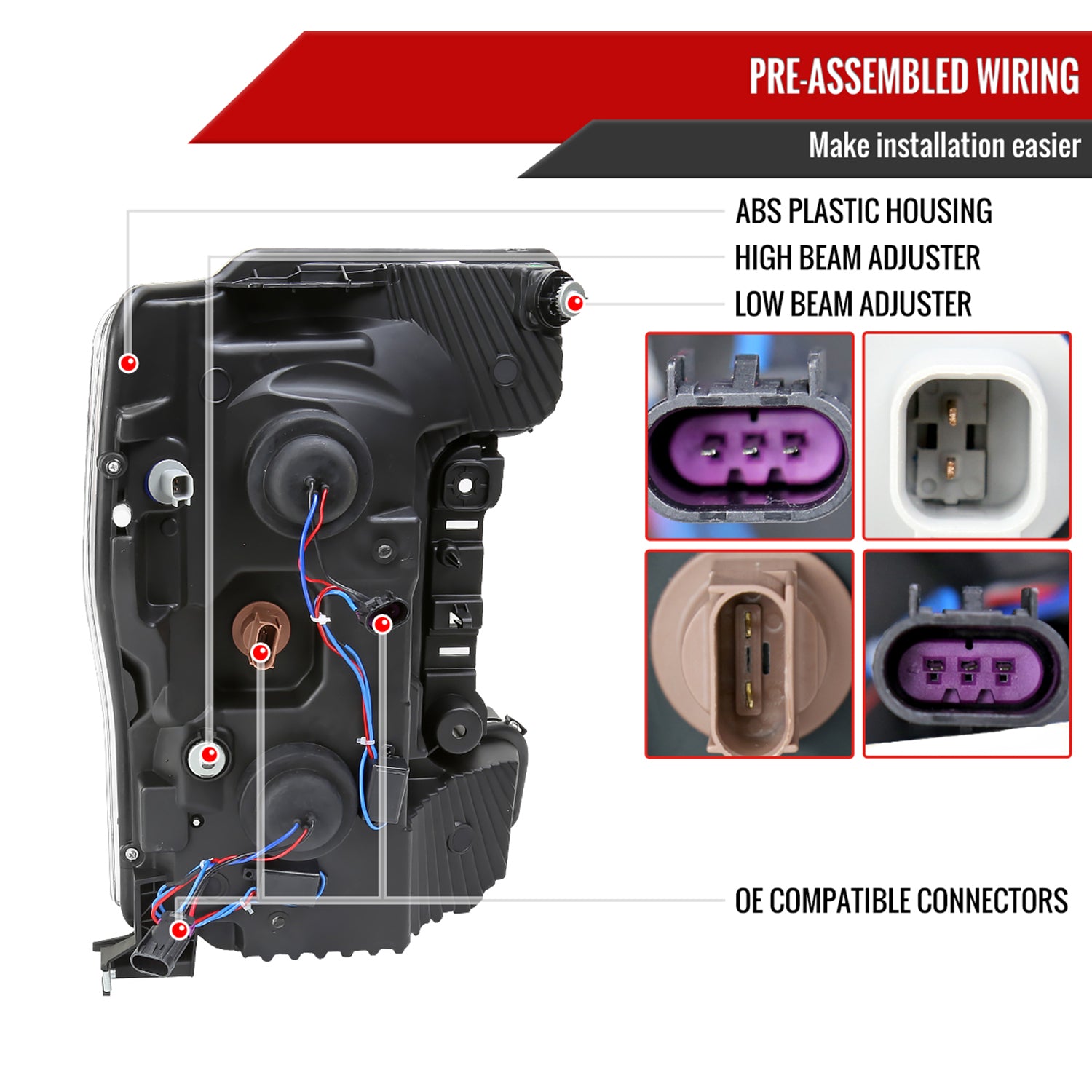 2017-2019 Ford F-250 F-350 F-450 F-550 LED C-Bar Headlights Signal Smoke