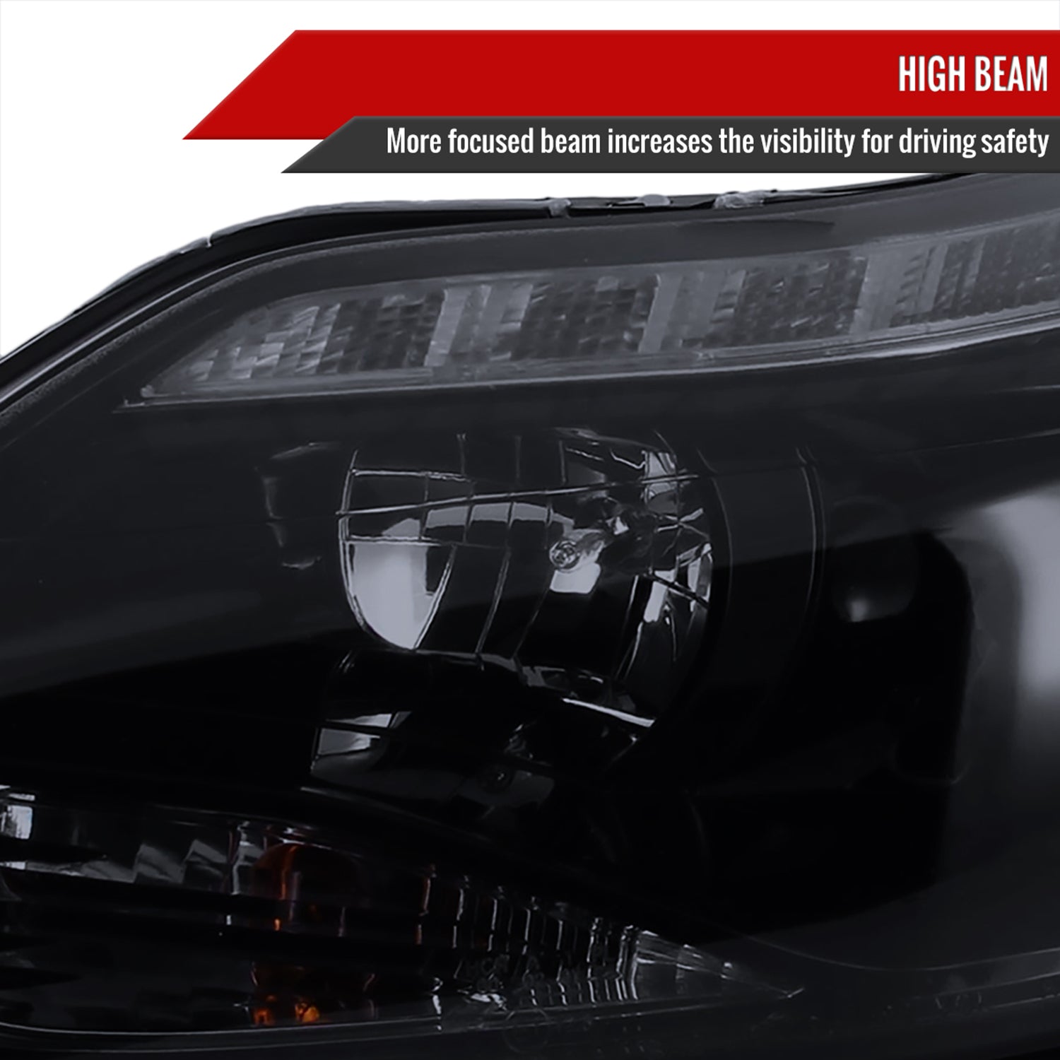 2012-2014 Ford Focus Projector Headlights LED Light &Turn Signal Lights Black