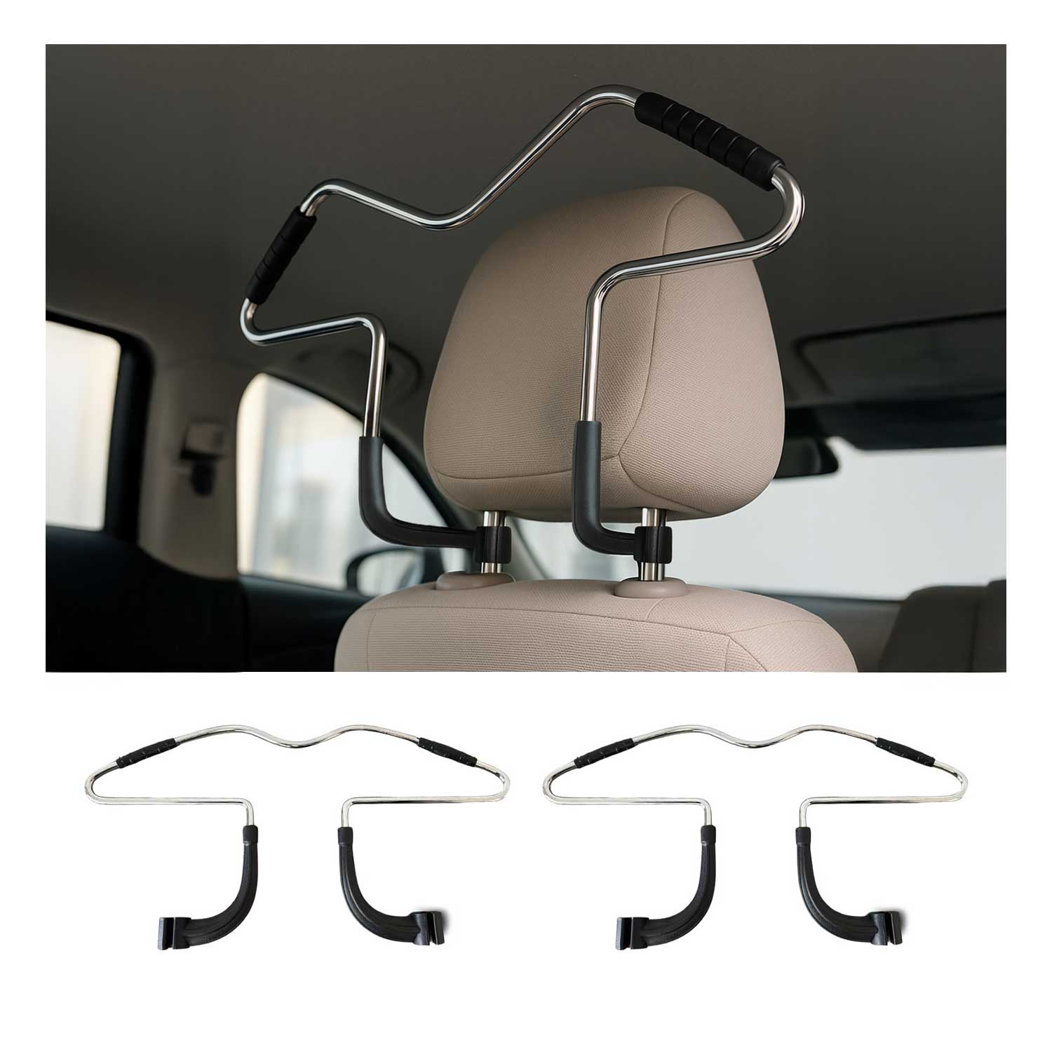 Steel Car Seat Headrest Jacket Coat Suit Clothes Hanger Automobile Usage Clothes 2 Pcs