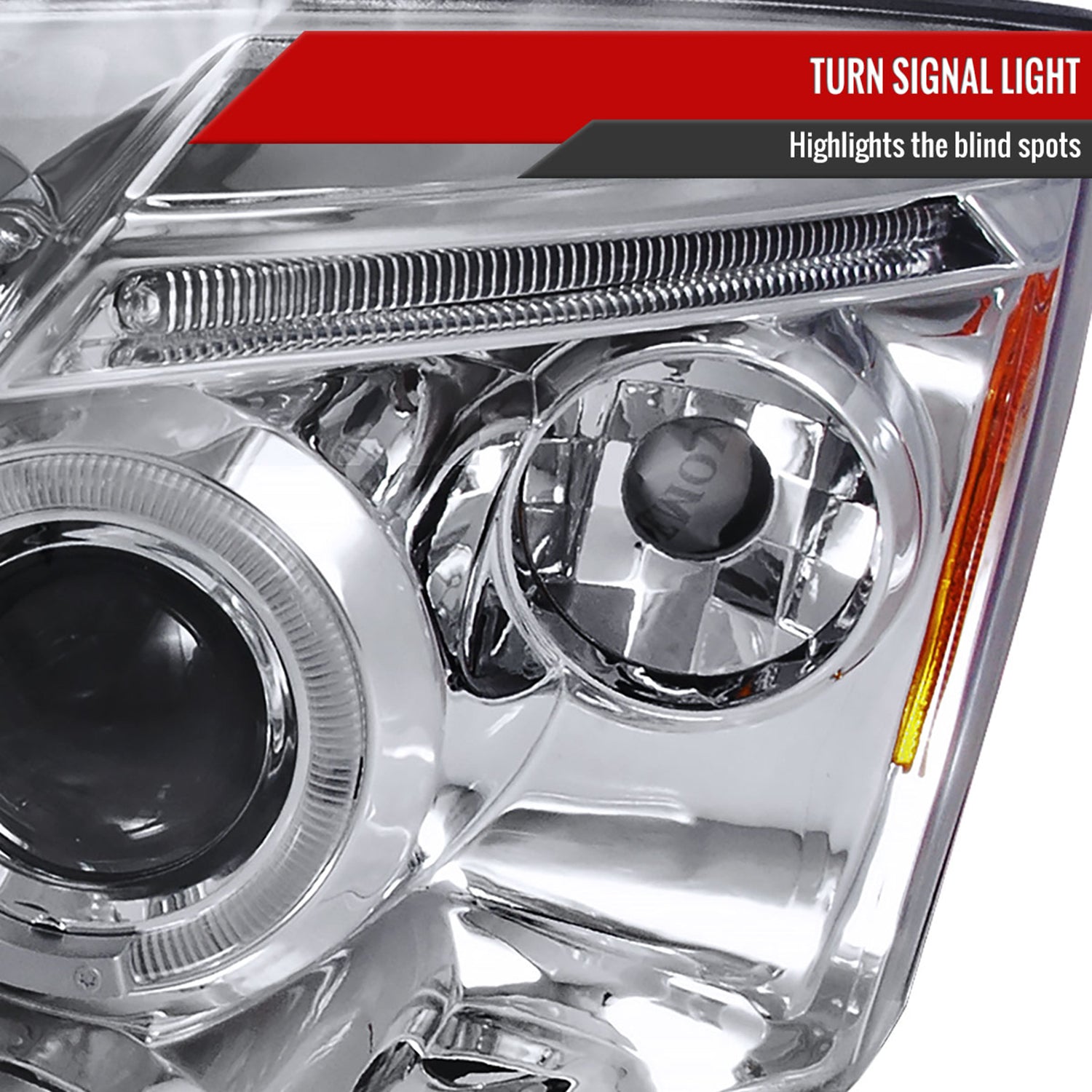 2007-2012 Dodge Caliber Dual Halo Projector Headlights Chrome/Clear Lens