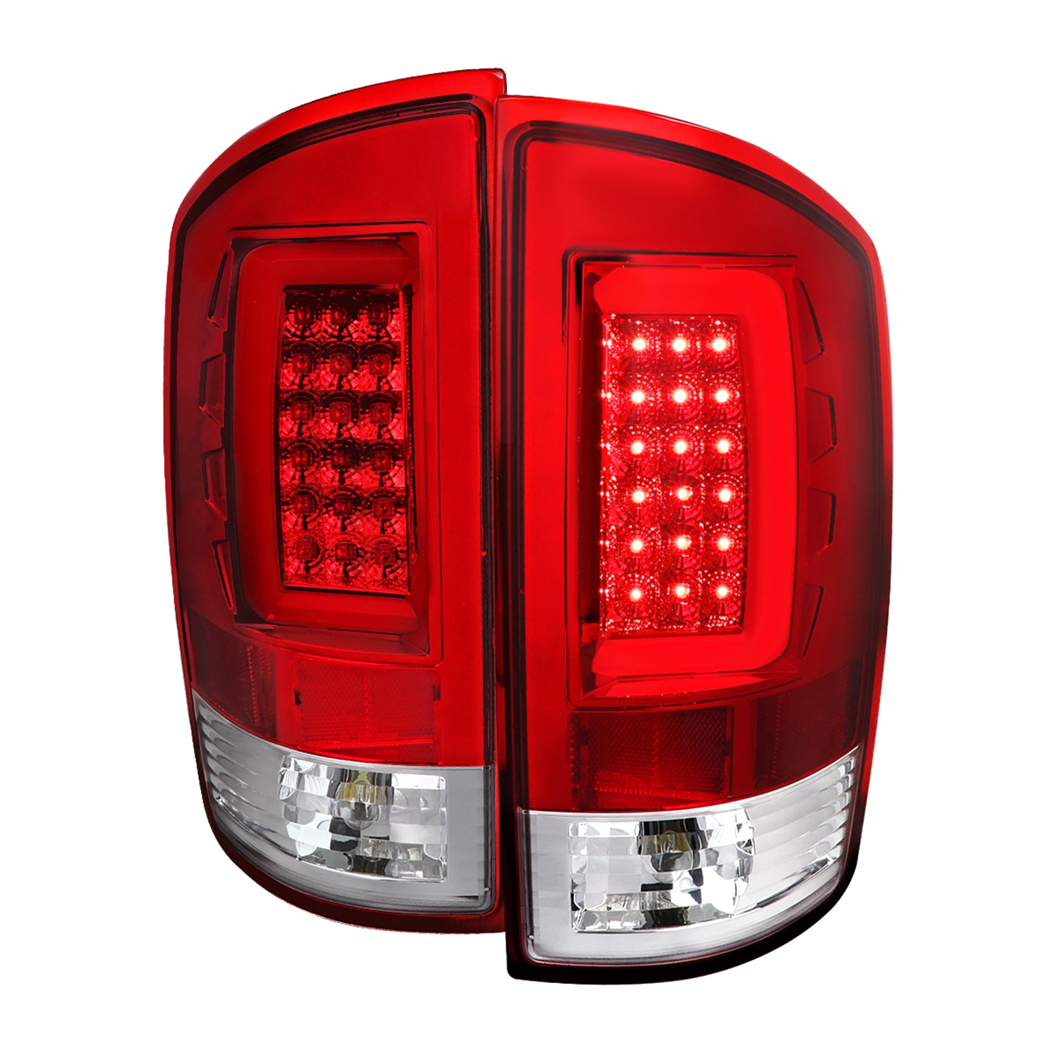 2007-2009 Dodge RAM 1500/2500/3500 LED Tail Lights Chrome/Red Clear Lens
