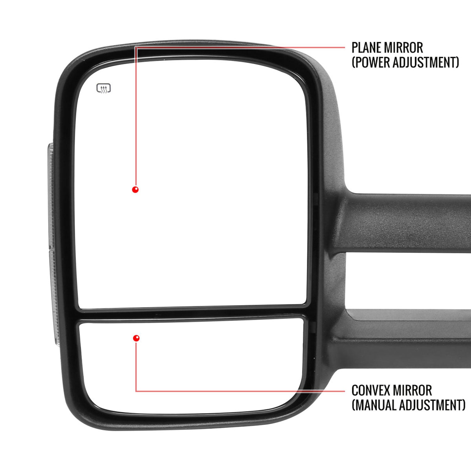 2014-2018 Chevy Silverado/GMC Sierra Heated Manual Towing Mirrors Smoke