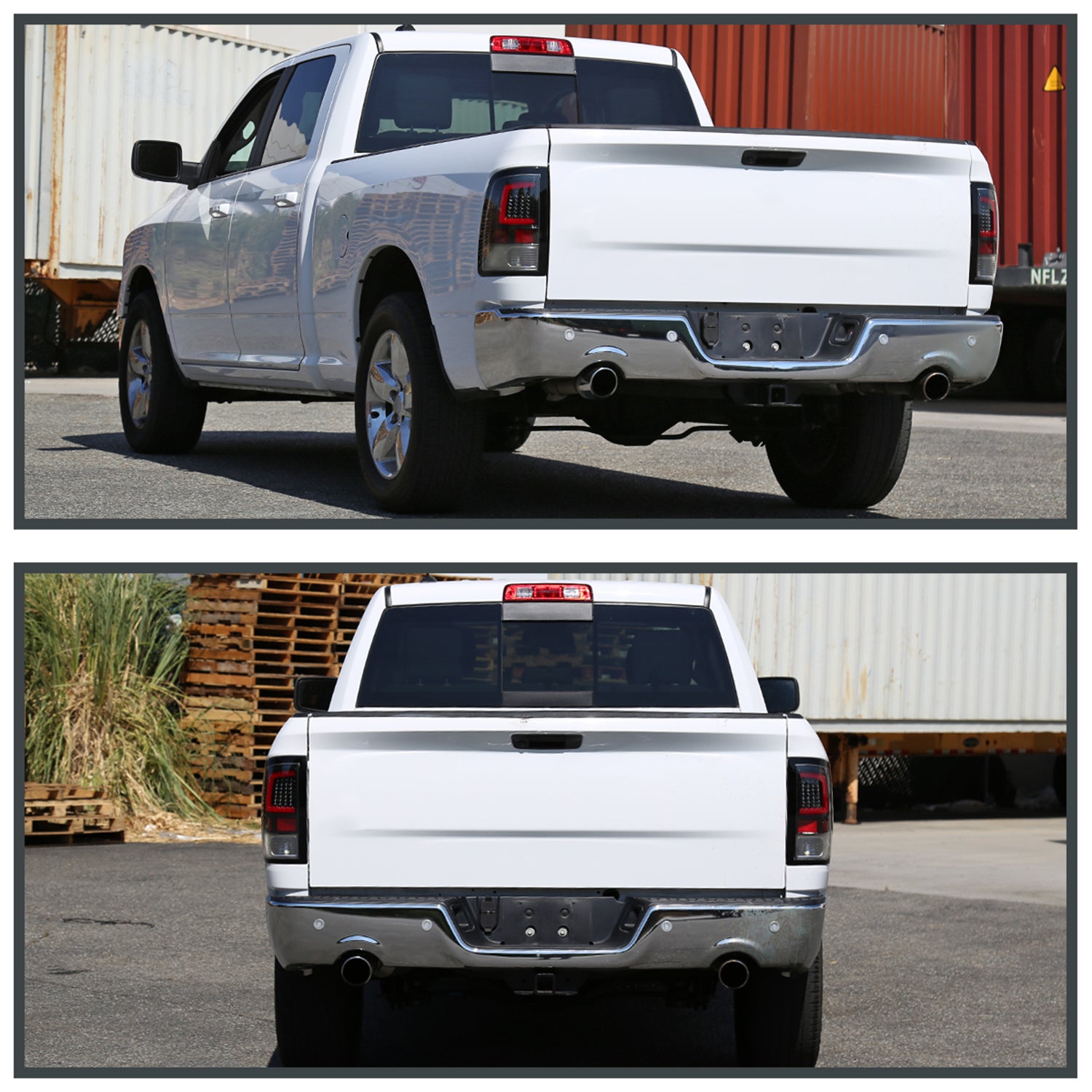 2009-2018 Dodge RAM Red C-Bar LED Tail Lights Jet Black Housing/Clear Lens