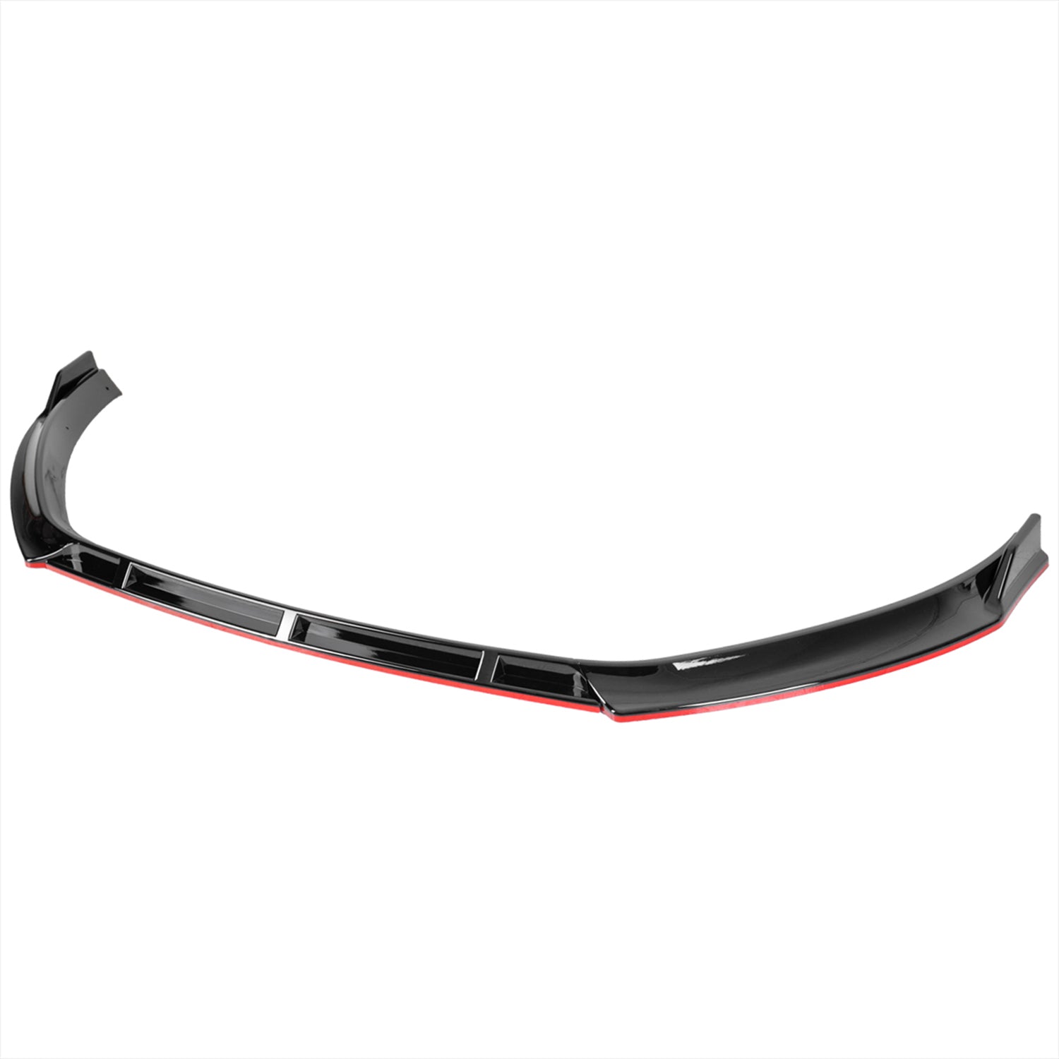 2014-2017 VW Golf Glossy Black/Red Trim 3Pcs Front Bumper Lip Splitter Kit