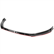 2014-2017 VW Golf Glossy Black/Red Trim 3Pcs Front Bumper Lip Splitter Kit