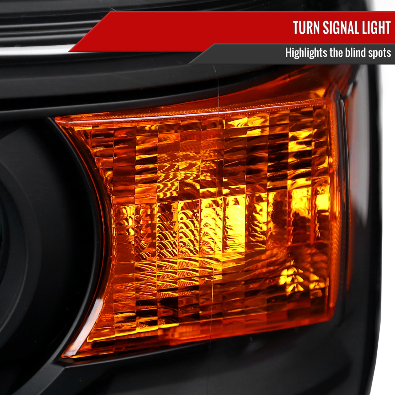 2014-2019 GMC Sierra 1500/2500HD/3500HD Headlights Amber Reflectors Black