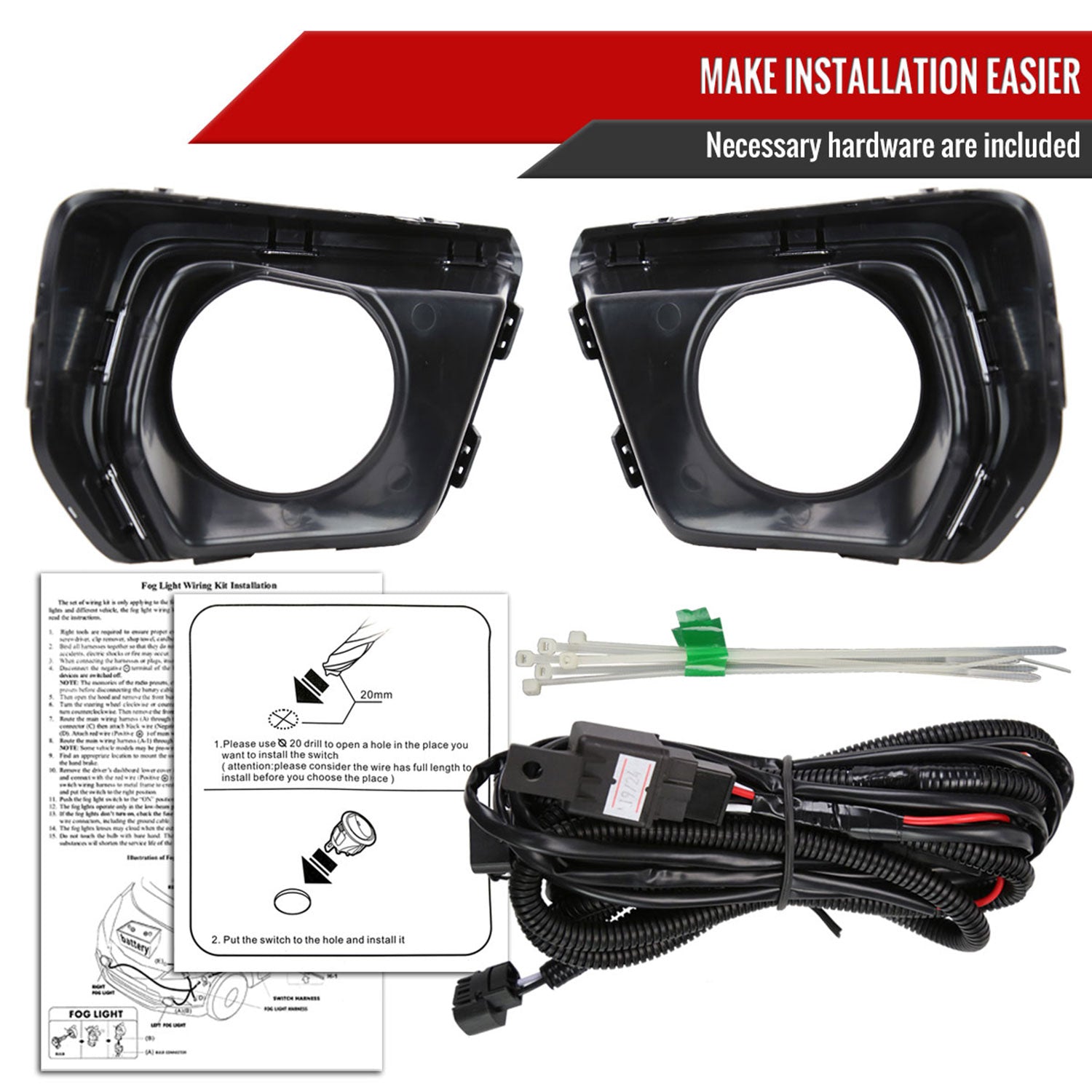 2021-2022 Chevrolet Colorado Fog Lights Kit Chrome Housing/Clear Lens