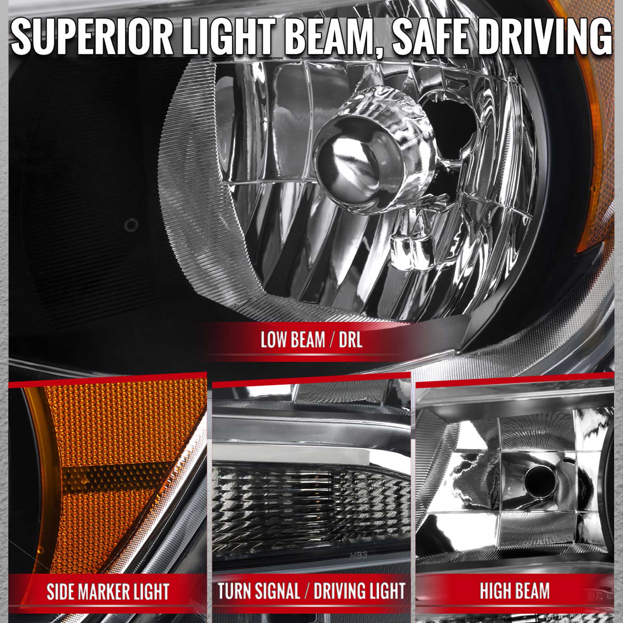 For Chevrolet Colorado 2015-2022 Factory Style Headlights Black Chrome Housing Clear Lens