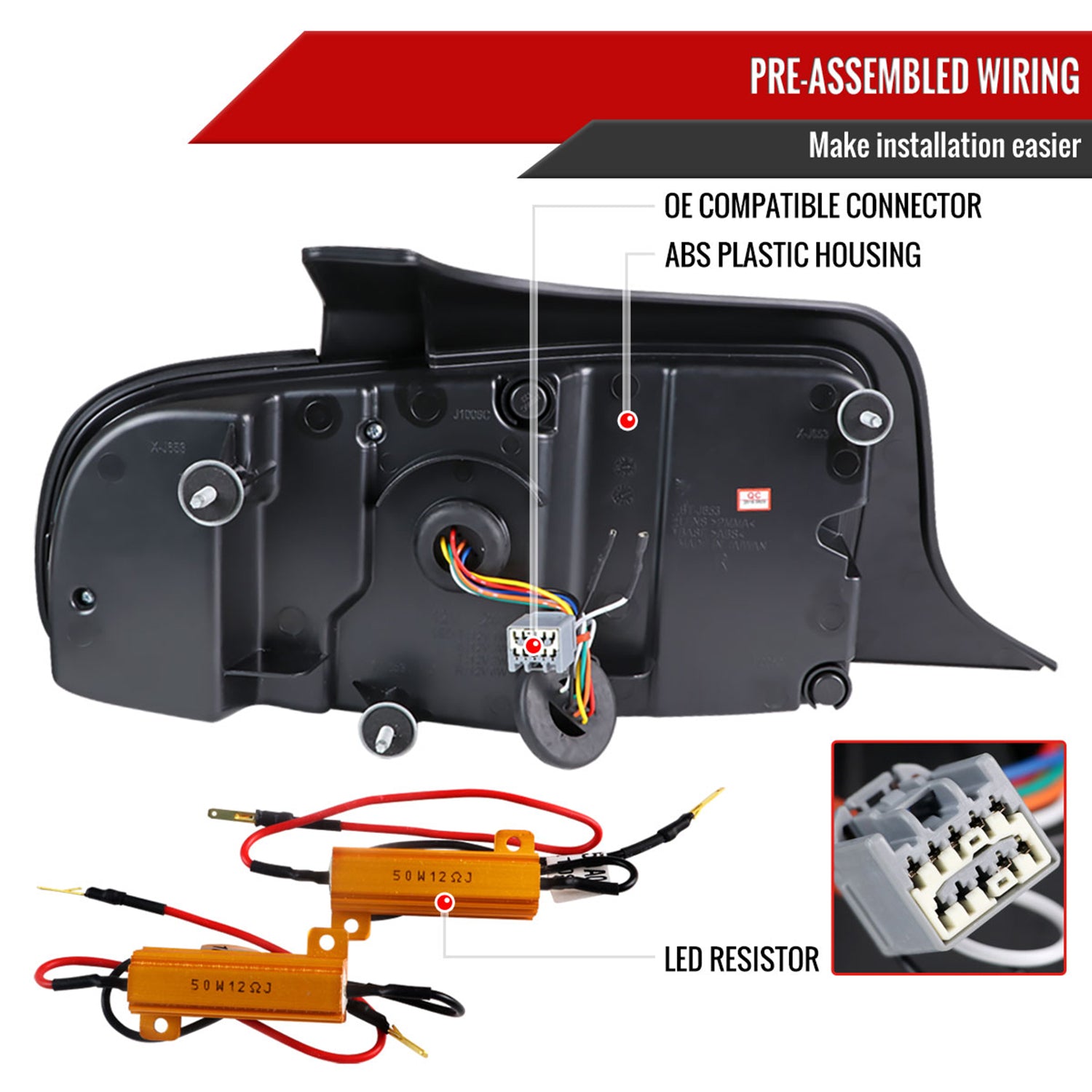 2010-2012 Ford Mustang Sequential LED Tail Lights Jet Black/Clear Lens