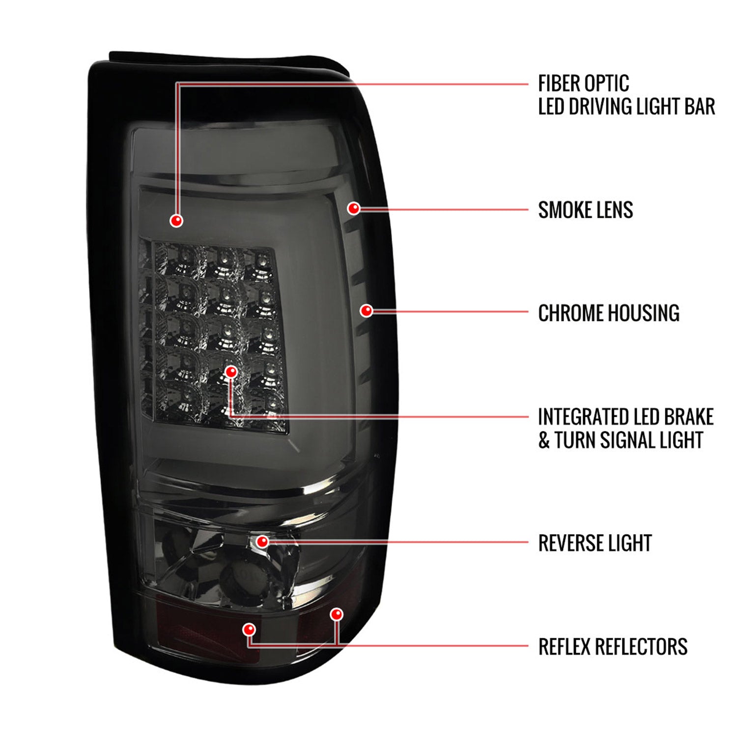 2003-2006 Chevy Silverado LED Tail Lights - G2 Chrome Housing/Smoke Lens