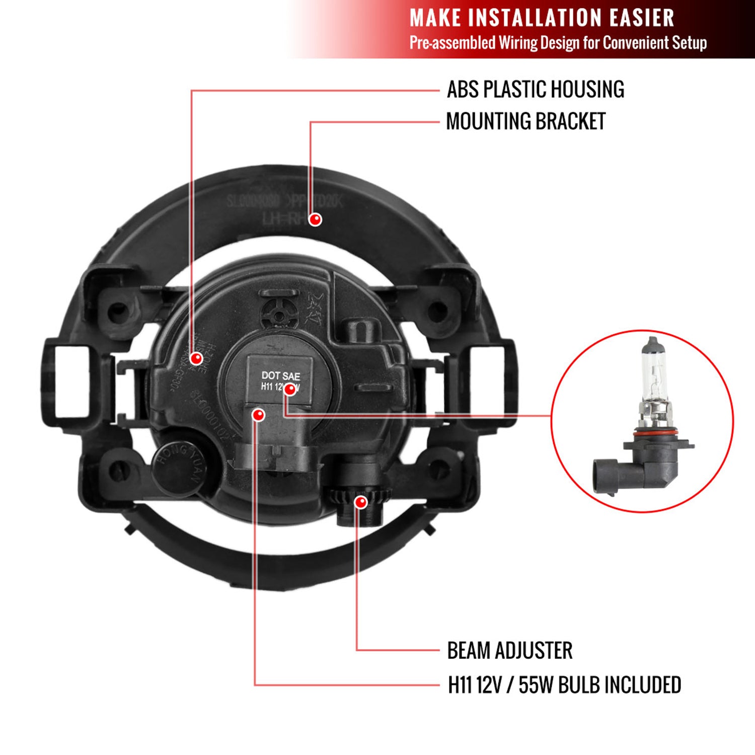2005-2019 Nissan Xterra/Frontier H11 Fog Lights Switch & Wiring Harness Chrome