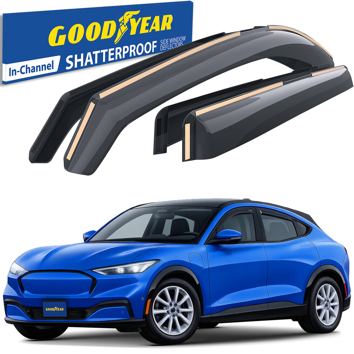 Goodyear Wind Deflectors for Ford Mustang Mach-E 2021-2026 In-channel Smoke 4Pcs