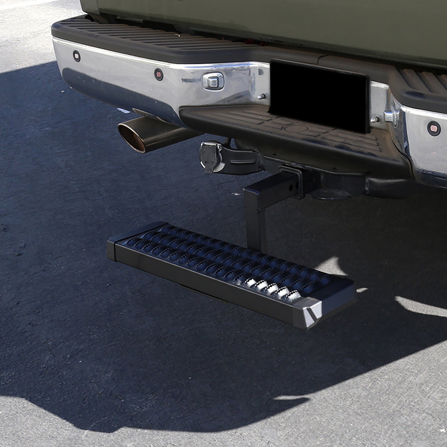 Universal Black Alu Hitch Mounted 6" Drop Rear Bumper Step For 2" Hitch Receiver