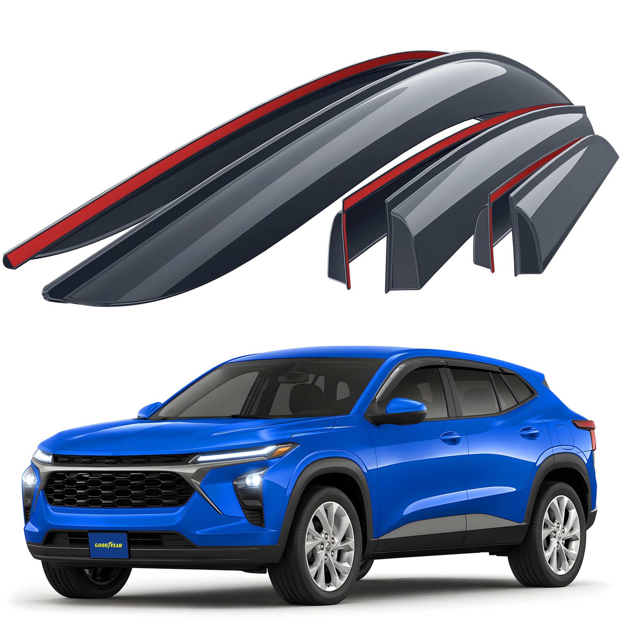 Goodyear Wind Deflectors for Chevrolet Trax 2024-2026 Tape-On Premium Smoke 6Pcs
