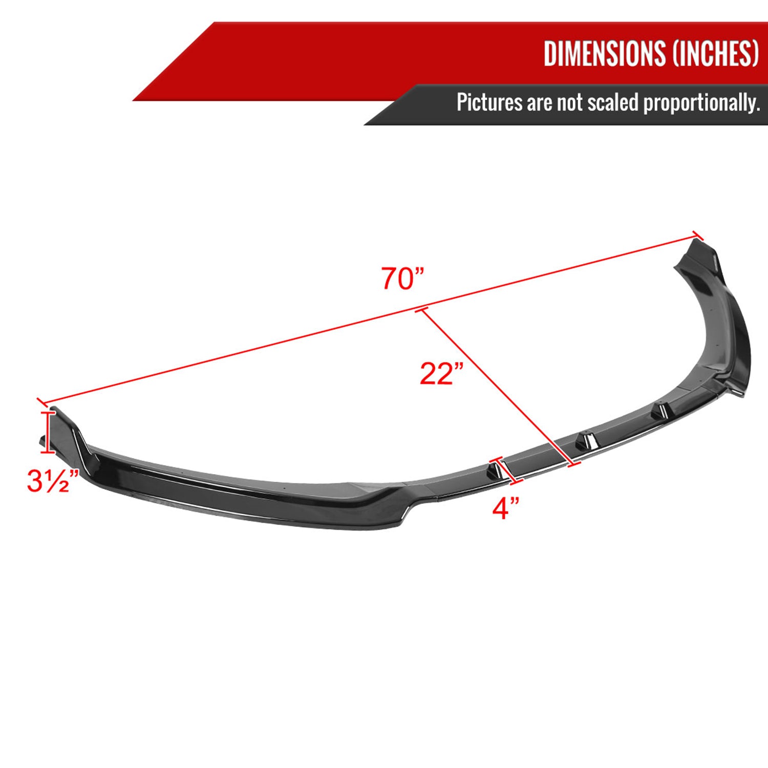 2017-2018 Hyundai Elantra Glossy Black Polypropylene 3Pcs Bumper Lip