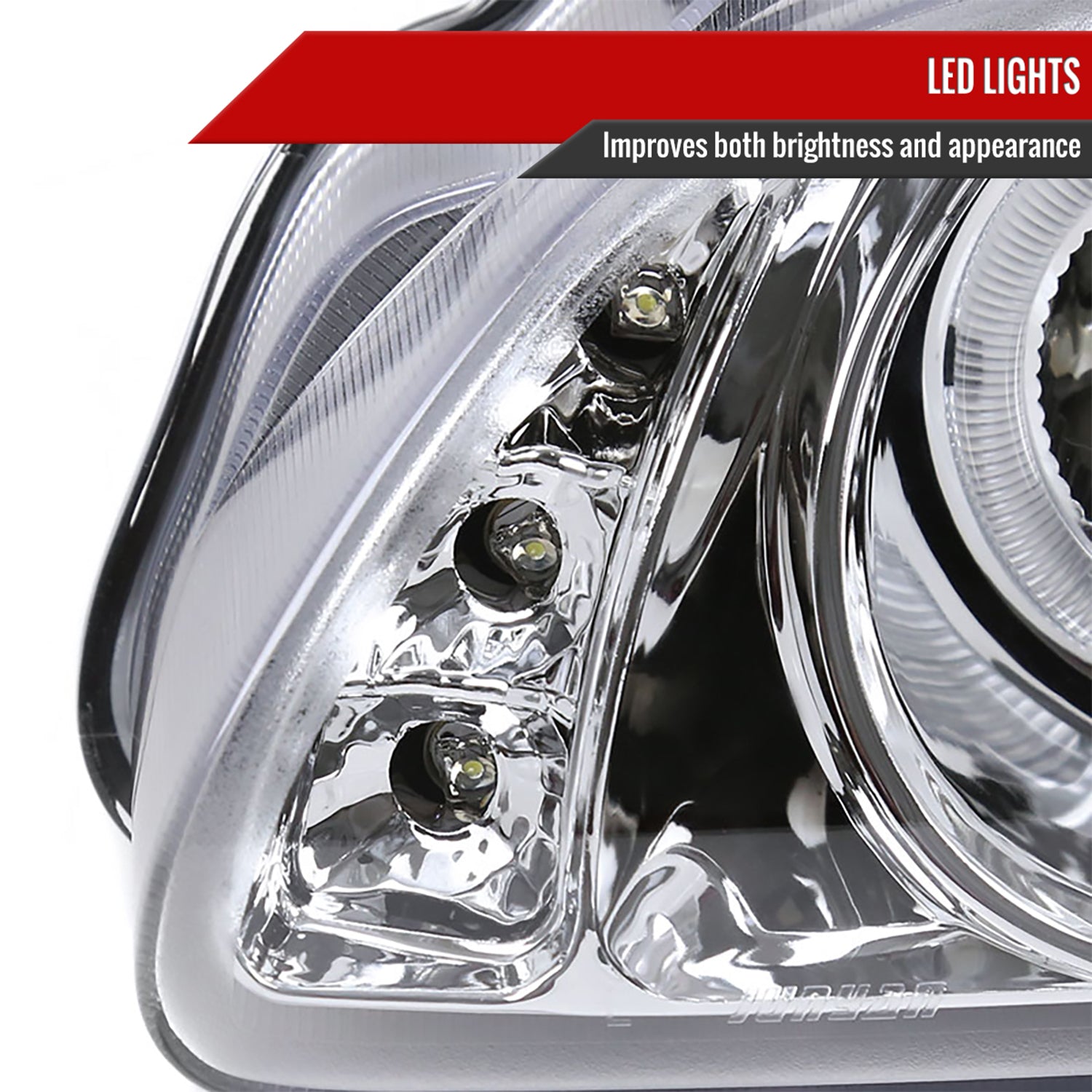 2000-2003 Nissan Sentra Dual Halo Projector Headlights Chrome/Clear Lens