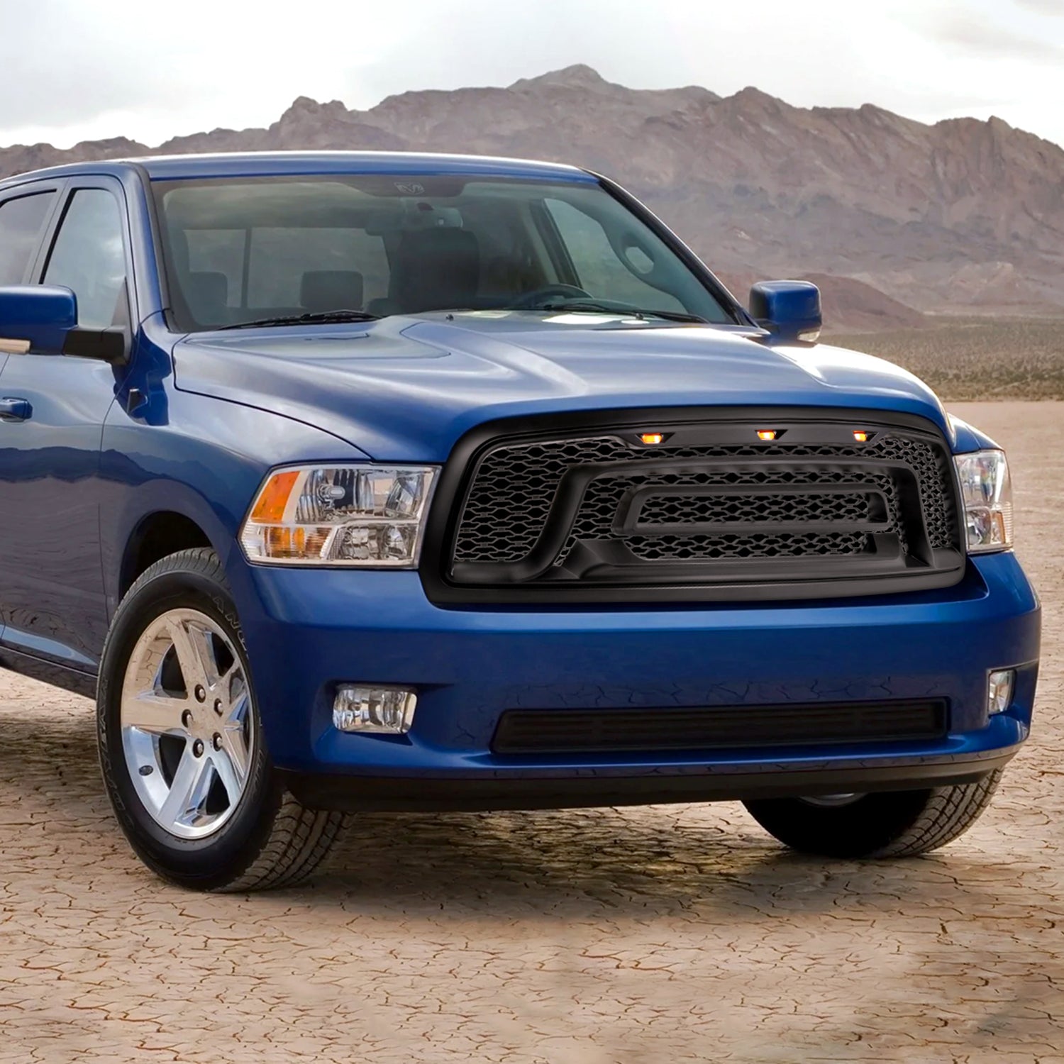 2009-2012 Dodge RAM 1500 Rebel Style Front hood Grille w/ Amber LED Lights