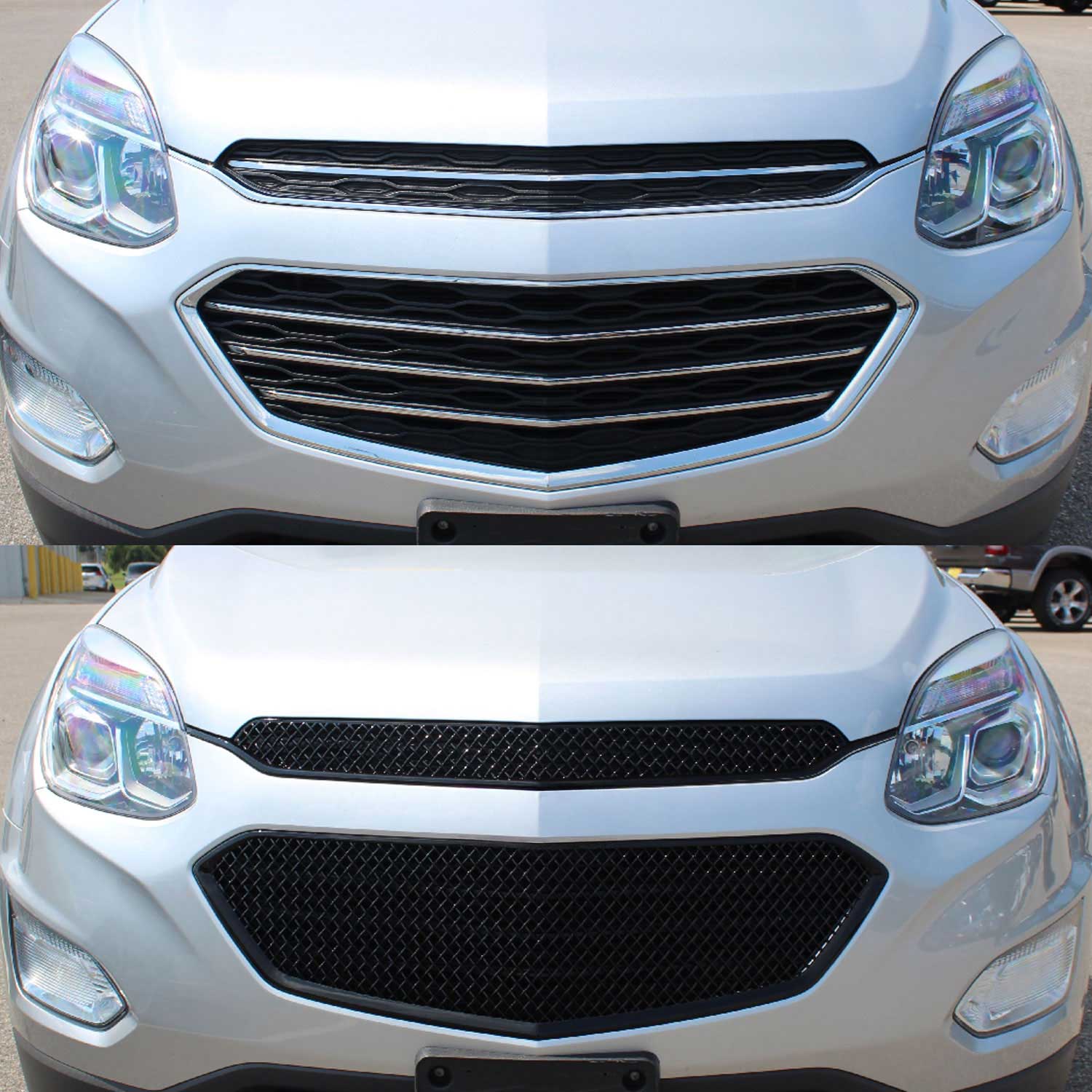 2016-2017 Chevrolet Equinox Grille Overlay Gloss Black 2Pcs ABS Plastic