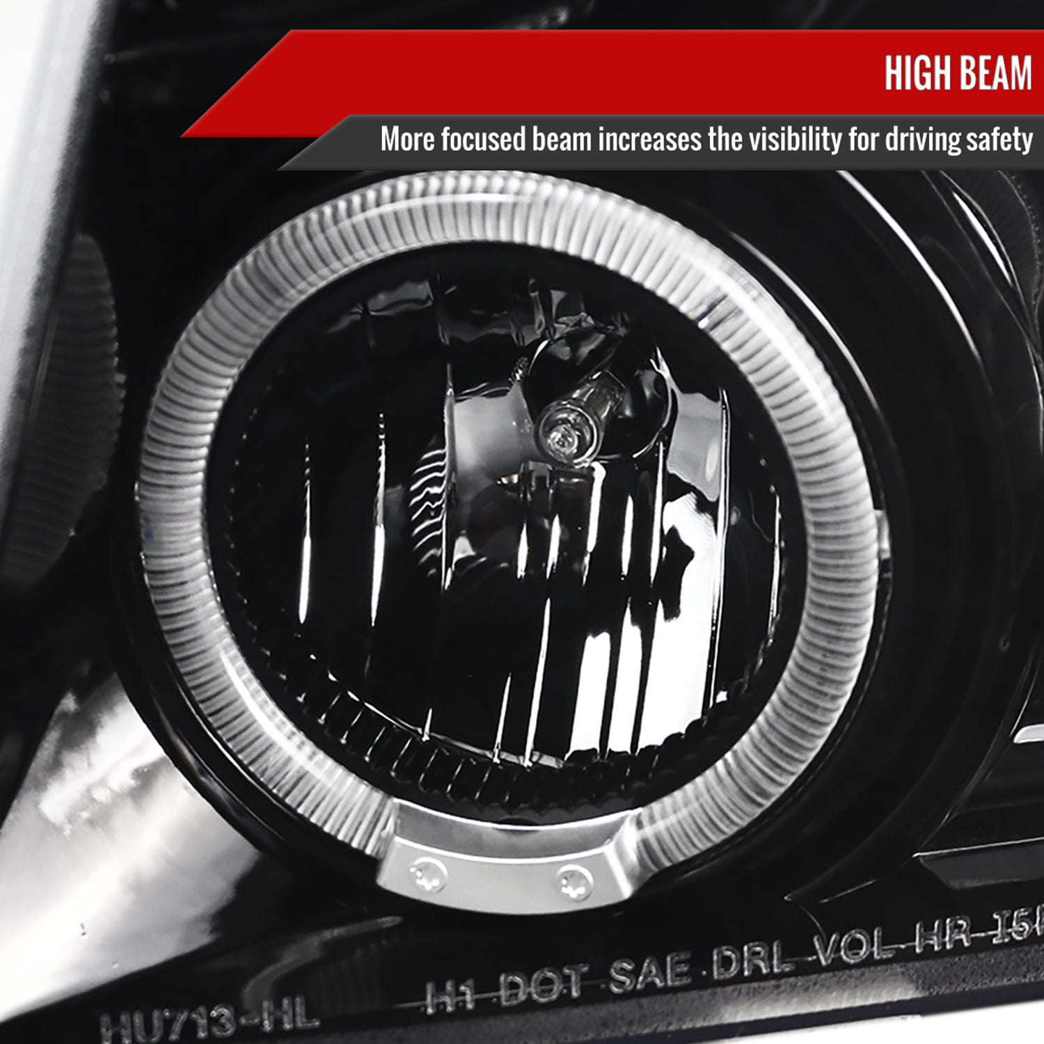 2007-2013 Chevy Avalanche/ 07-2014 Tahoe Suburban Dual Halo Headlights Jet Black