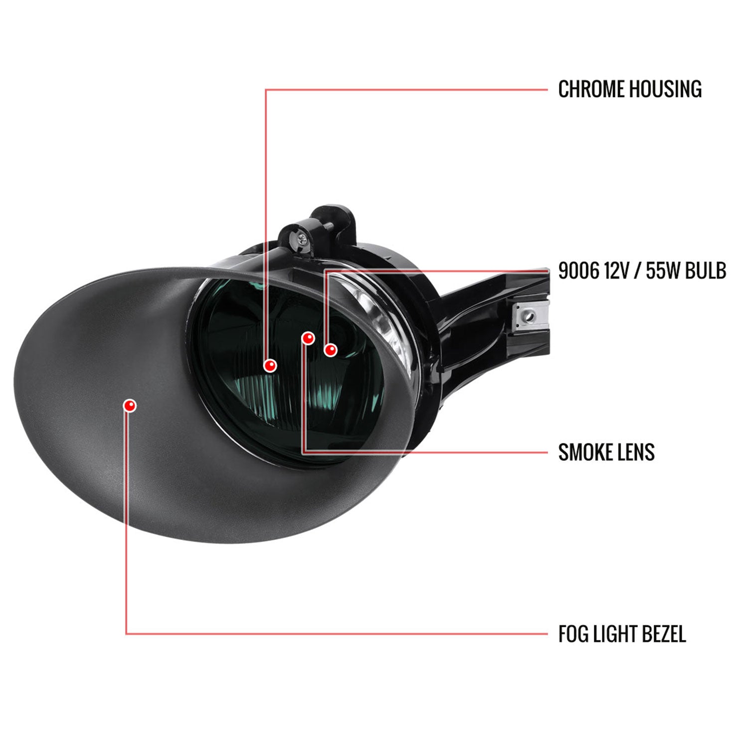 2002-2009 Dodge RAM 1500/2500/3500 9006 Fog Lights Chrome Housing/Smoke Lens