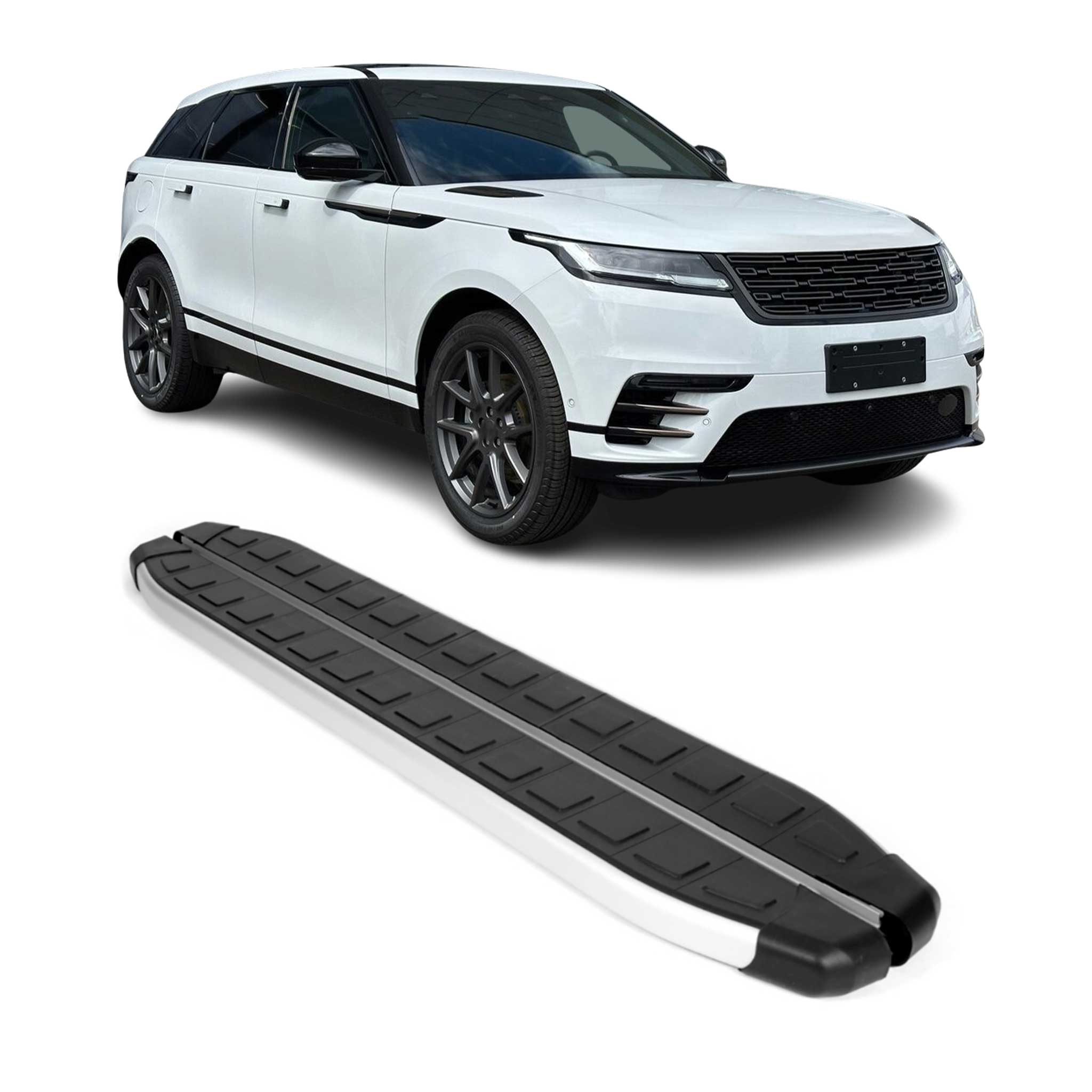 2018-2026 Land Rover Range Rover Velar Running Boards Side Steps Silver & Black