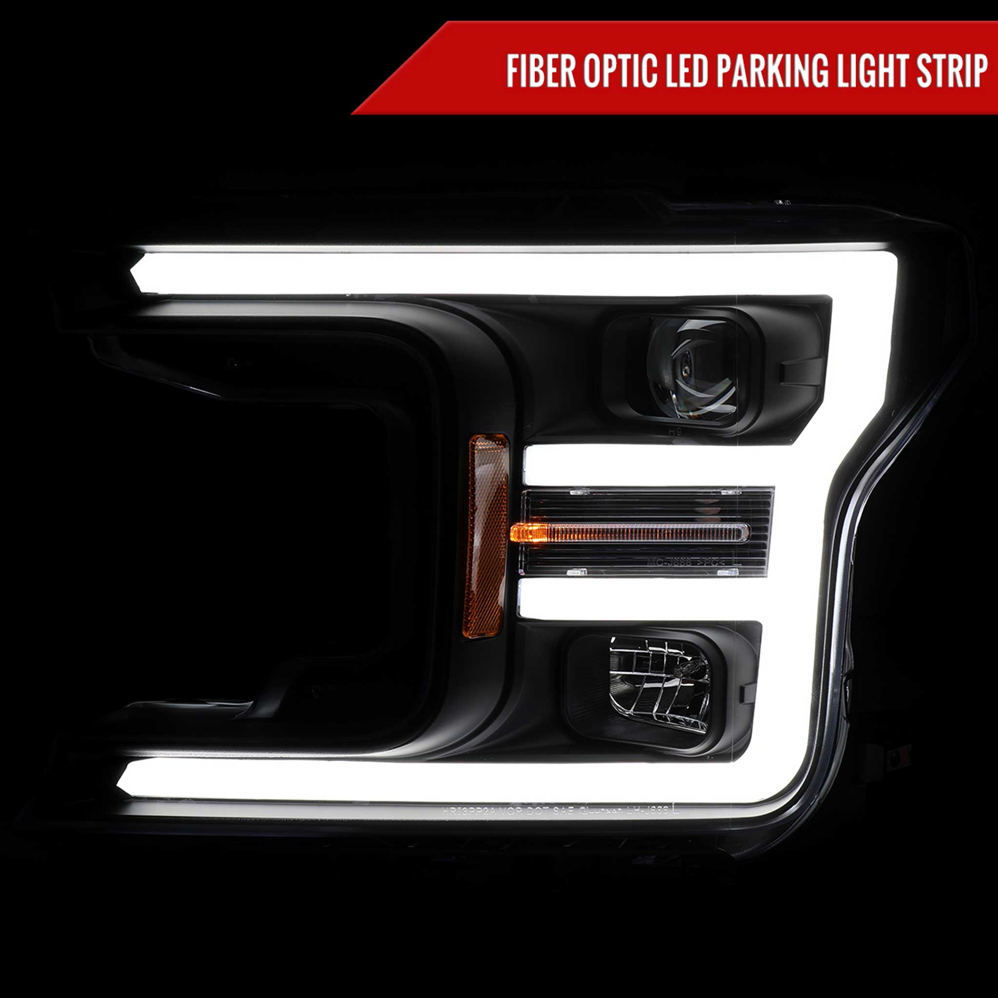 For Ford F-150 2018-2020 LED C Bar Projector Headlights Black Housing Clear Lens