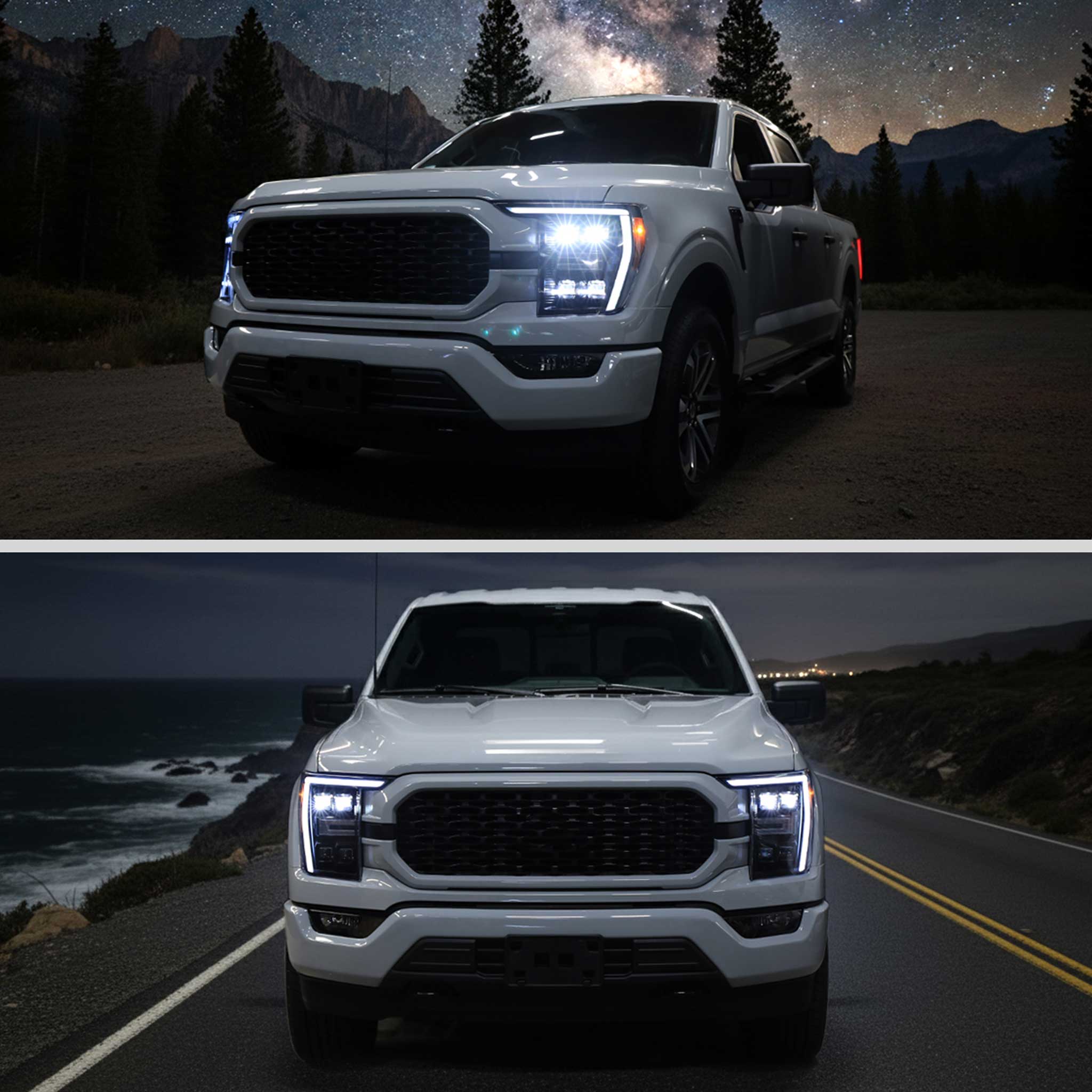 For Ford F-150 2021-2023 Full LED Projector Headlights Sequential DRL Black Smoked Halogen Fit