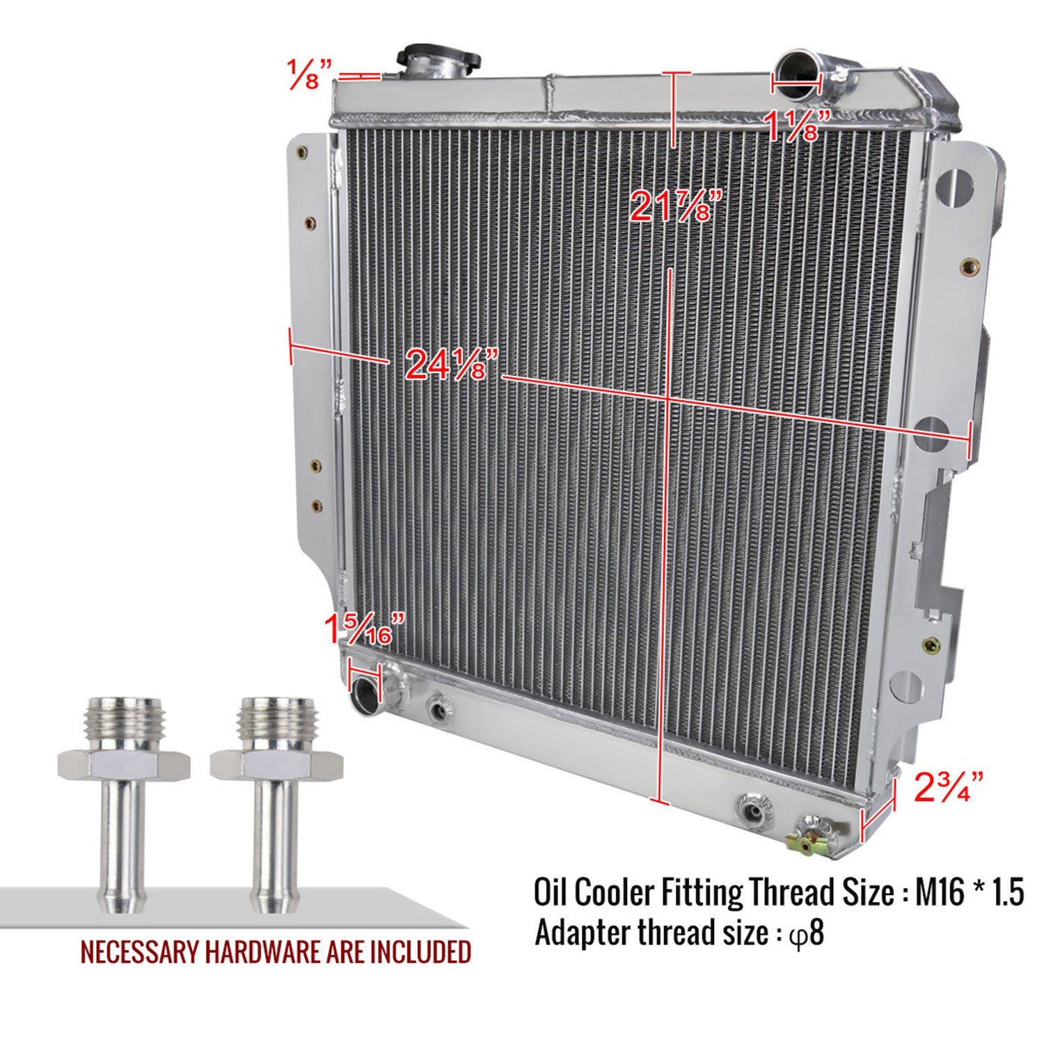 1987-2006 Jeep Wrangler TJ YJ 2.4L/4.2L Alu 3-Row Performance Radiator